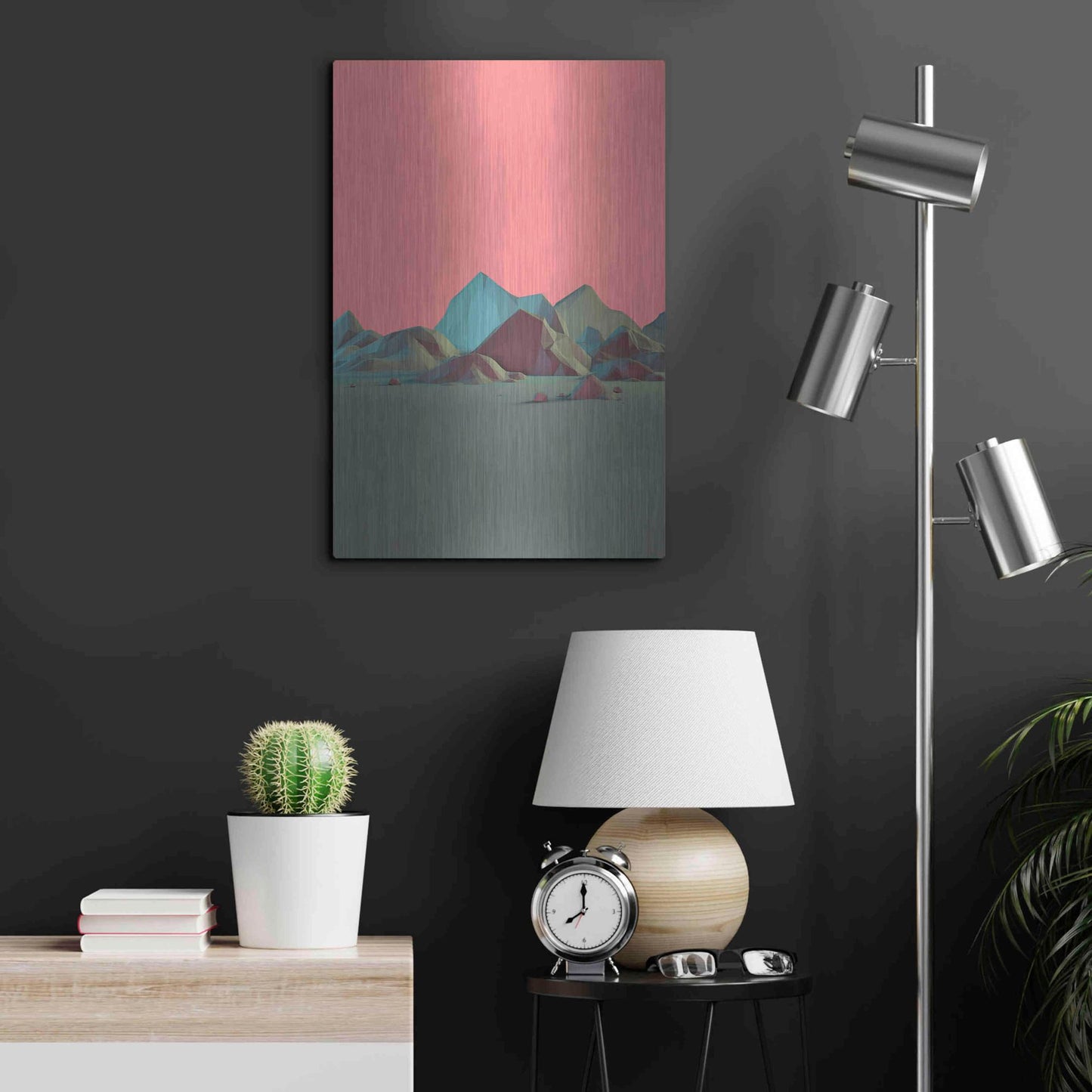 Luxe Metal Art 'Low Poly Mountain 6' by GeoMania, Metal Wall Art,16x24