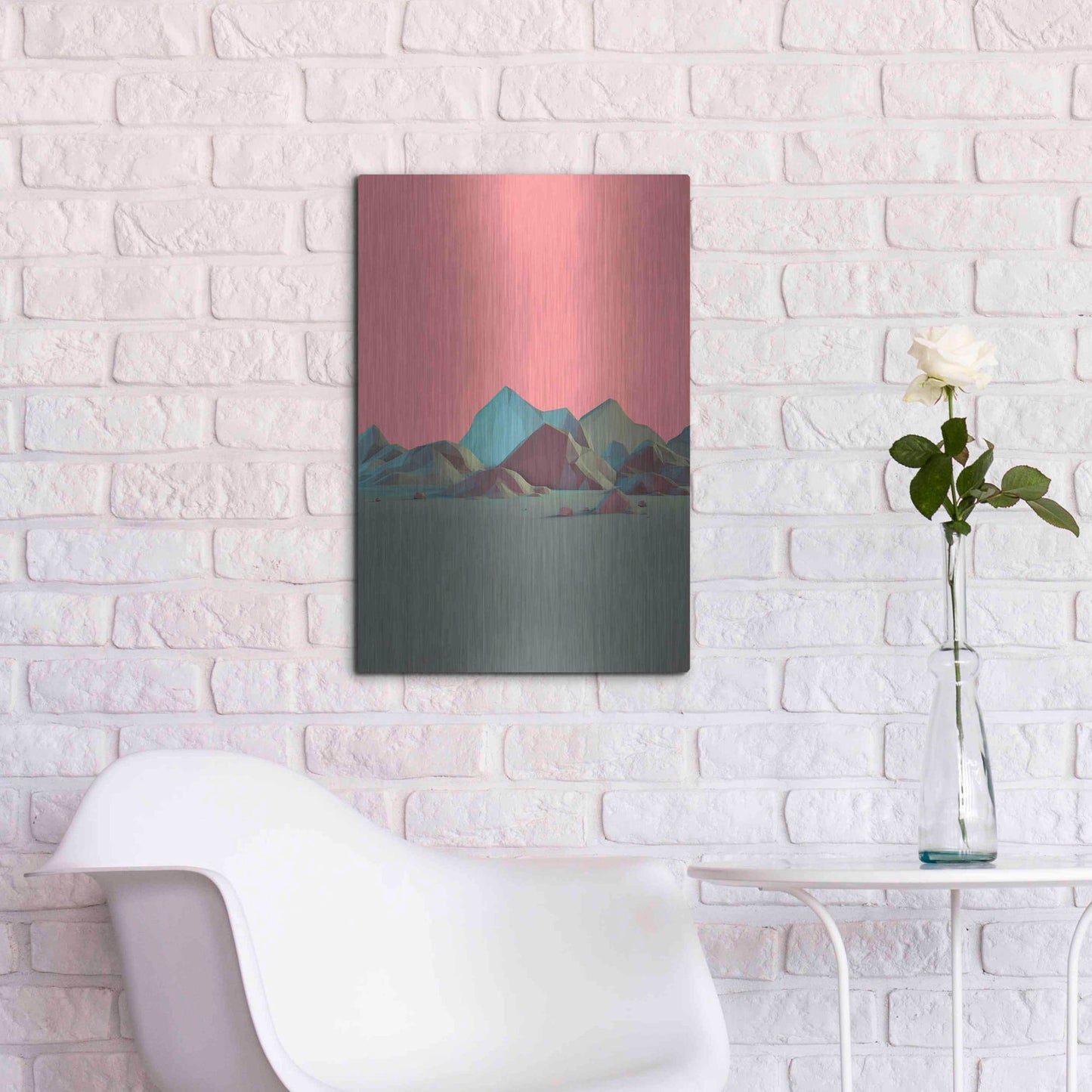 Luxe Metal Art 'Low Poly Mountain 6' by GeoMania, Metal Wall Art,16x24