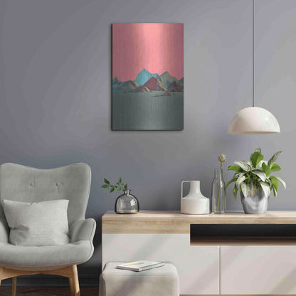 Luxe Metal Art 'Low Poly Mountain 6' by GeoMania, Metal Wall Art,16x24