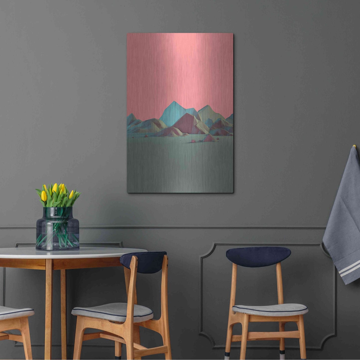 Luxe Metal Art 'Low Poly Mountain 6' by GeoMania, Metal Wall Art,24x36