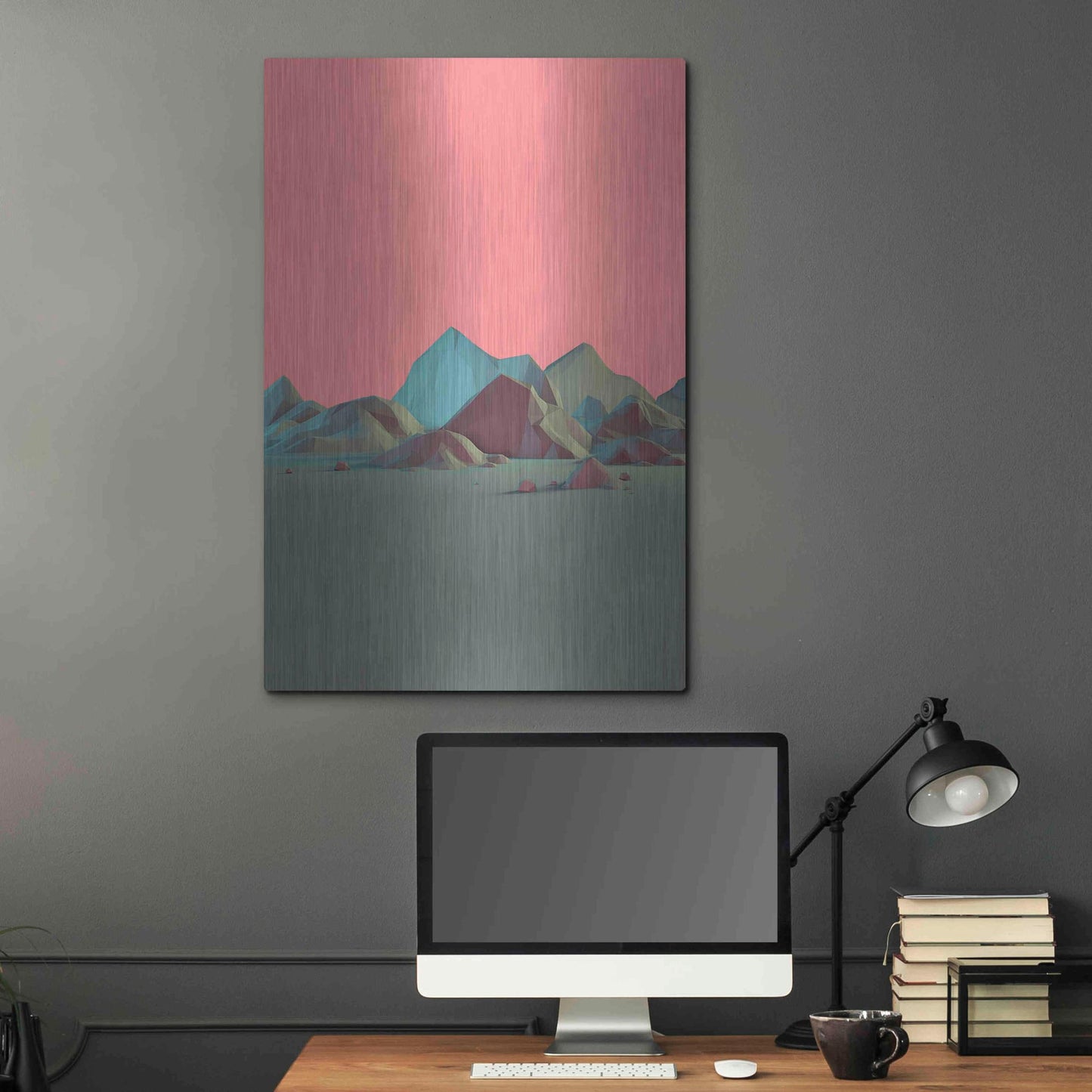 Luxe Metal Art 'Low Poly Mountain 6' by GeoMania, Metal Wall Art,24x36