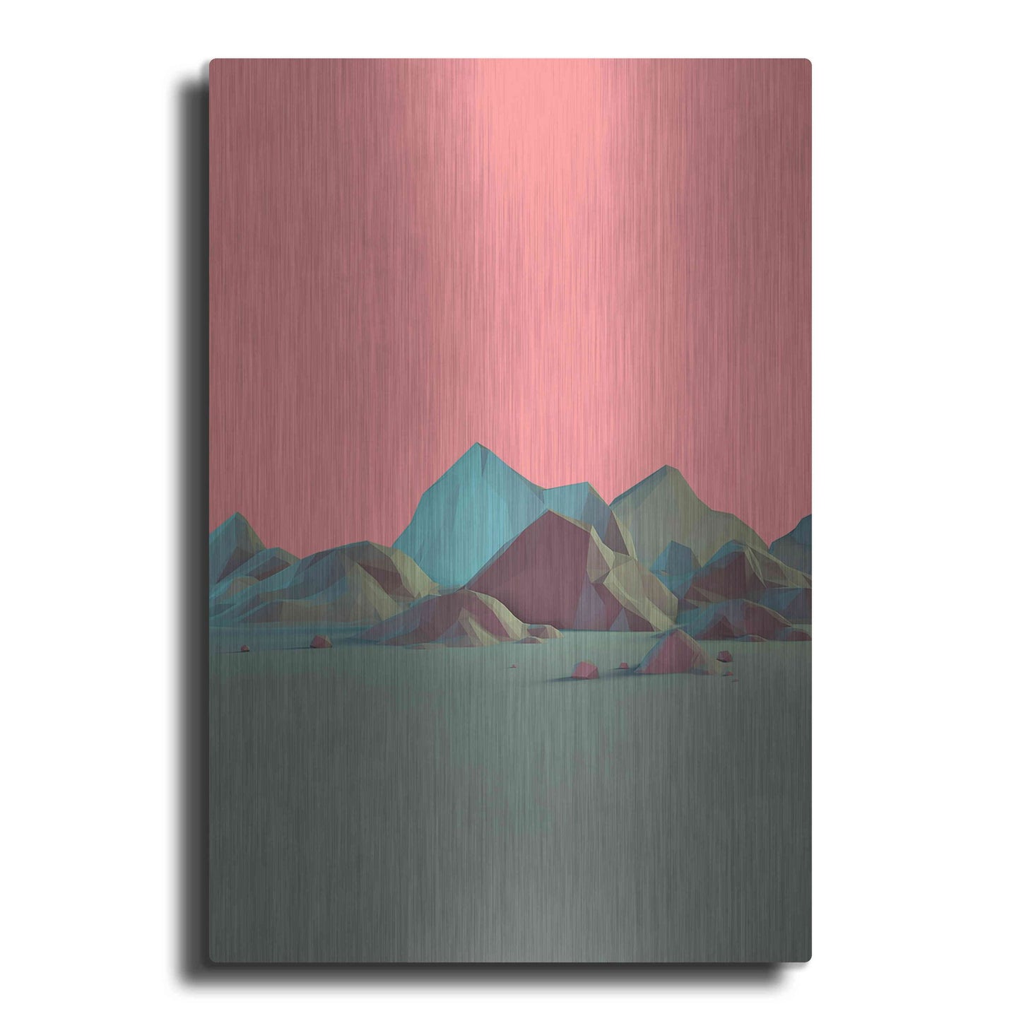 Luxe Metal Art 'Low Poly Mountain 6' by GeoMania, Metal Wall Art