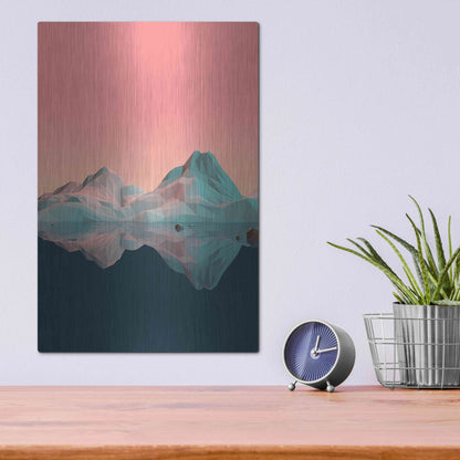 Luxe Metal Art 'Low Poly Mountain 7' by GeoMania, Metal Wall Art,12x16