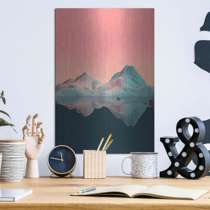 Luxe Metal Art 'Low Poly Mountain 7' by GeoMania, Metal Wall Art,12x16