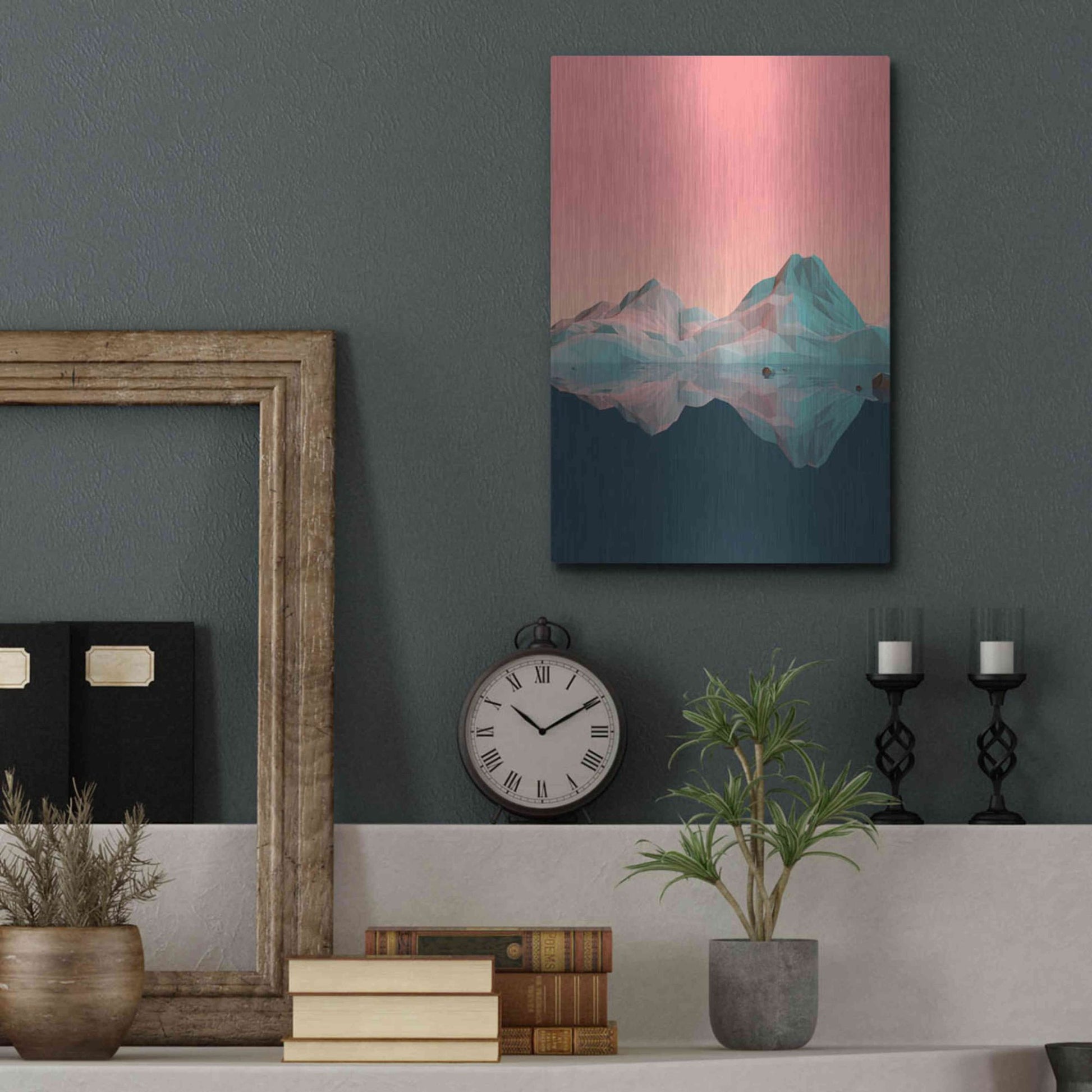 Luxe Metal Art 'Low Poly Mountain 7' by GeoMania, Metal Wall Art,12x16