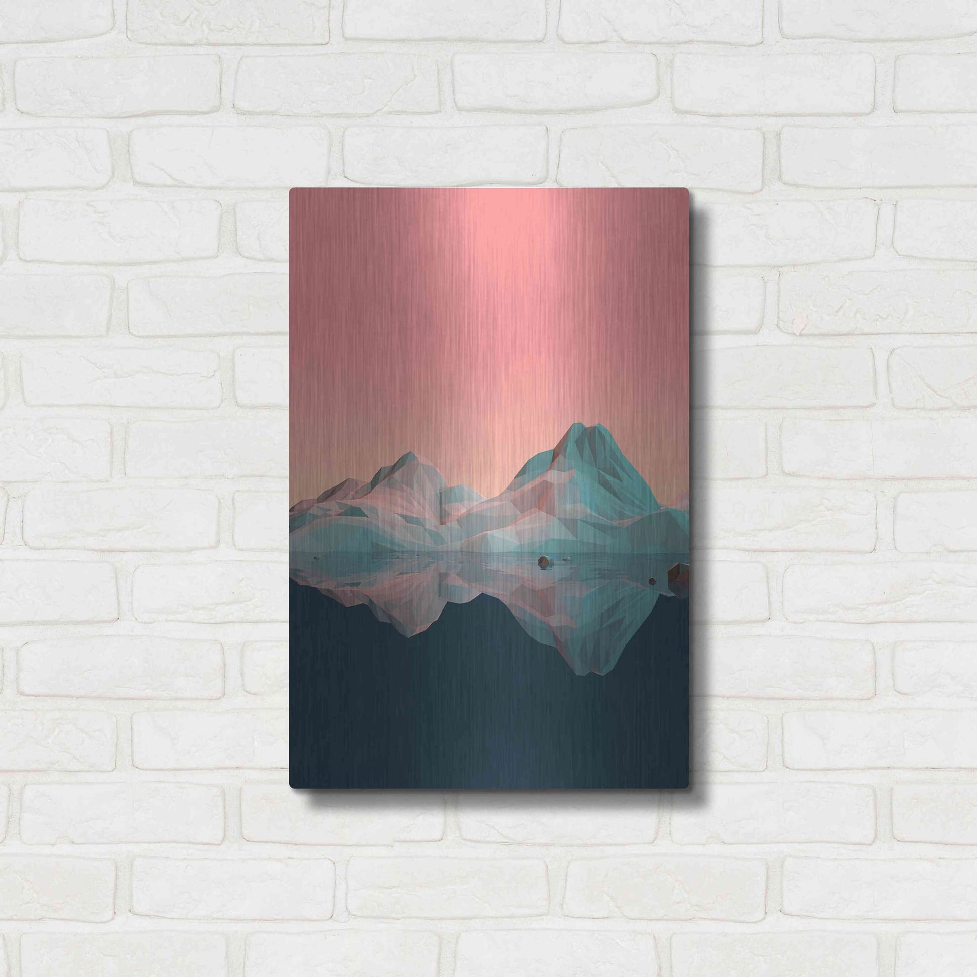 Luxe Metal Art 'Low Poly Mountain 7' by GeoMania, Metal Wall Art,16x24