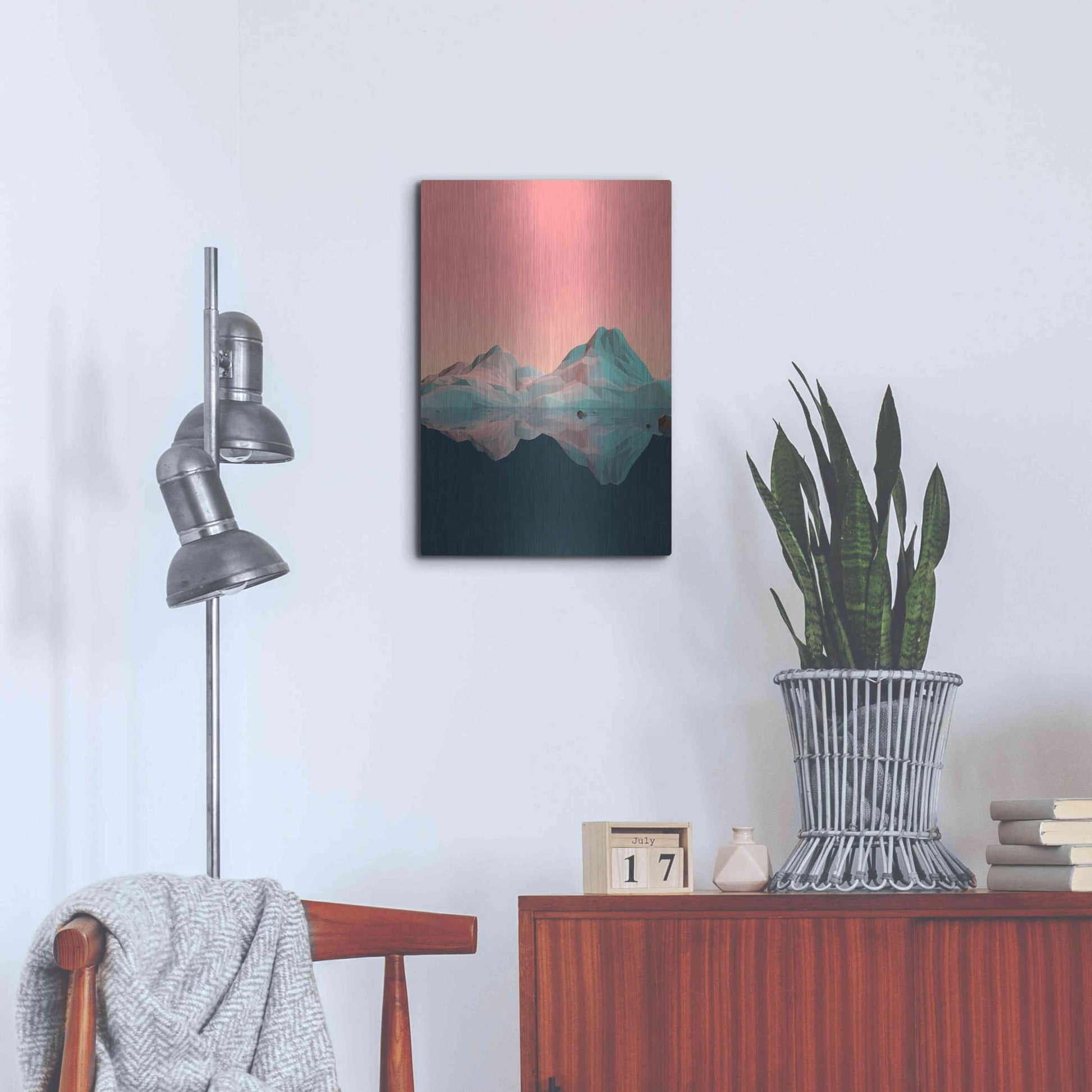 Luxe Metal Art 'Low Poly Mountain 7' by GeoMania, Metal Wall Art,16x24