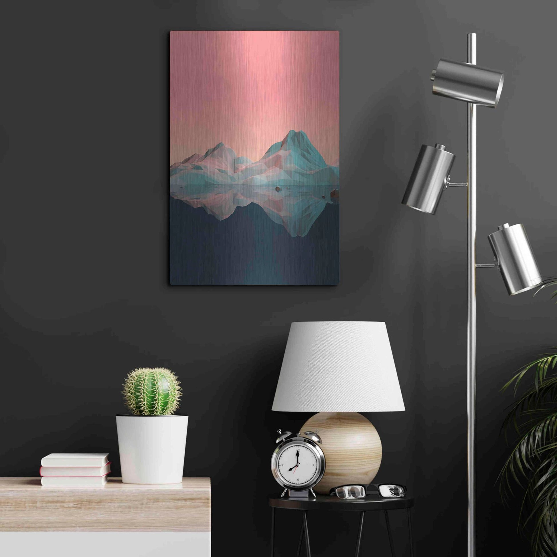 Luxe Metal Art 'Low Poly Mountain 7' by GeoMania, Metal Wall Art,16x24