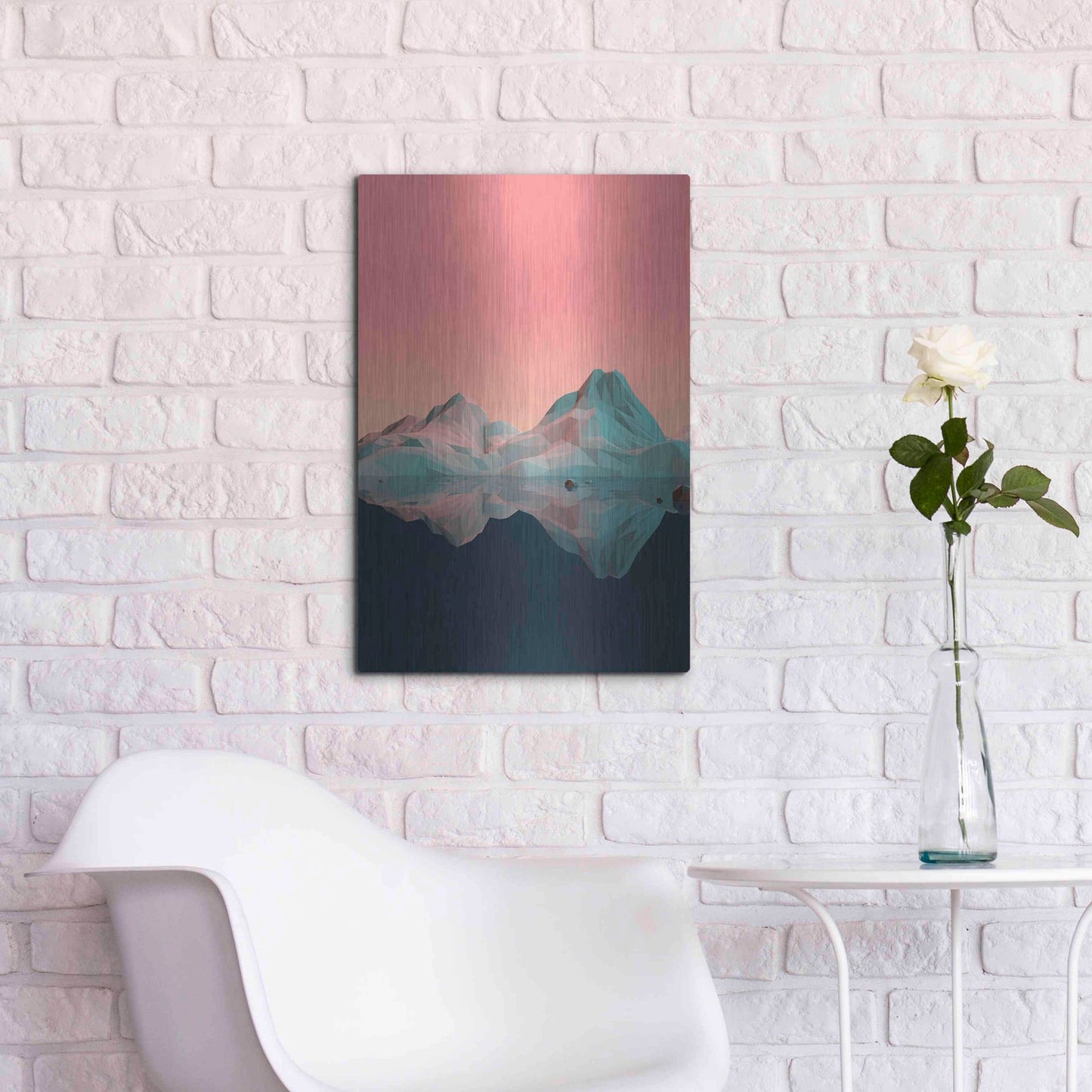 Luxe Metal Art 'Low Poly Mountain 7' by GeoMania, Metal Wall Art,16x24