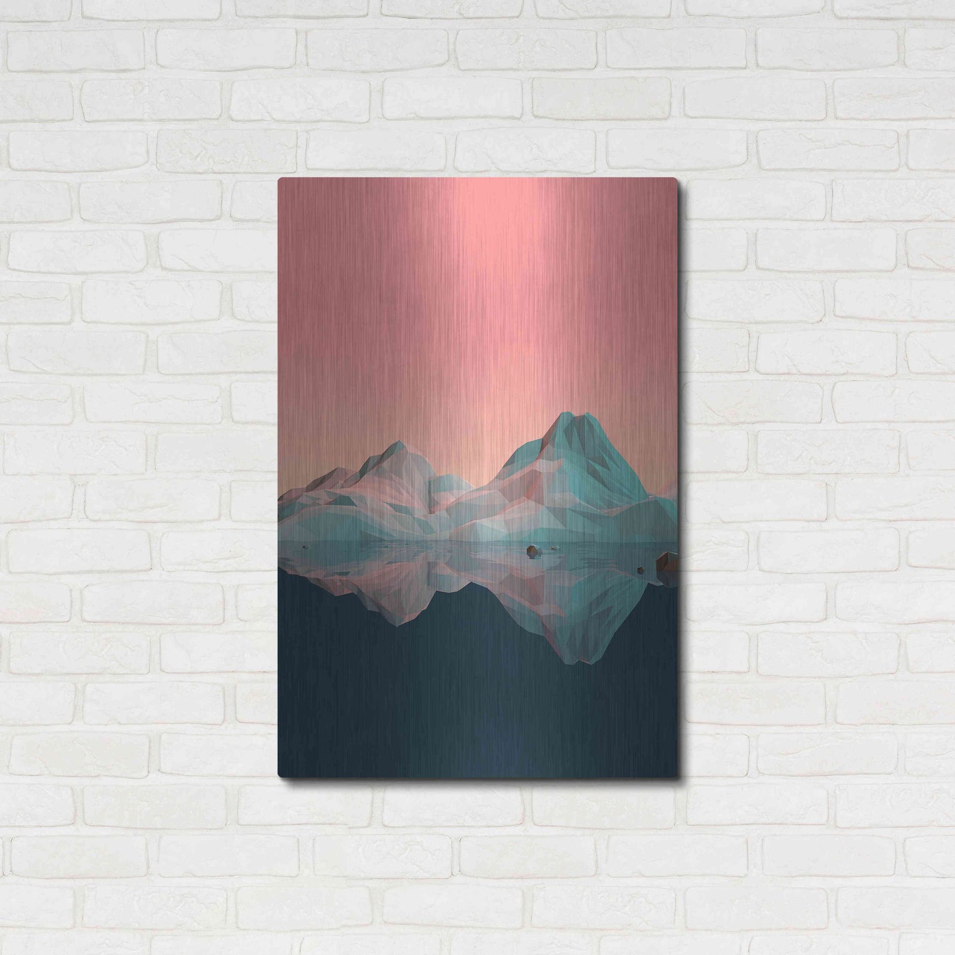 Luxe Metal Art 'Low Poly Mountain 7' by GeoMania, Metal Wall Art,24x36