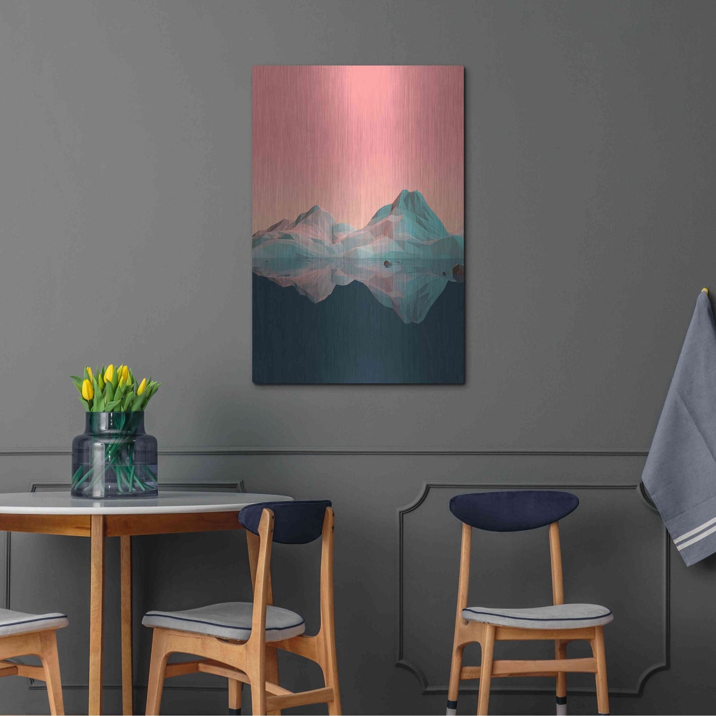 Luxe Metal Art 'Low Poly Mountain 7' by GeoMania, Metal Wall Art,24x36