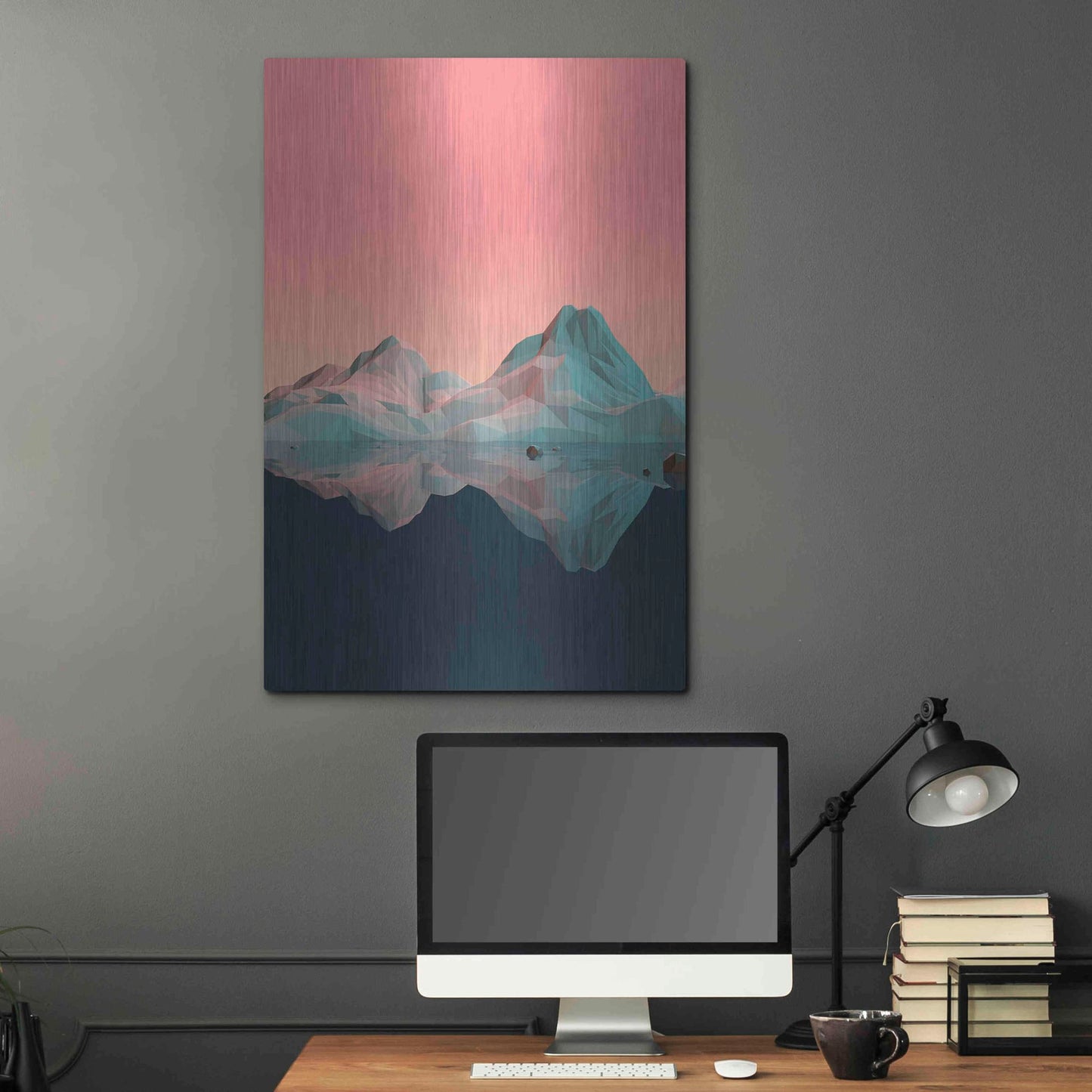 Luxe Metal Art 'Low Poly Mountain 7' by GeoMania, Metal Wall Art,24x36