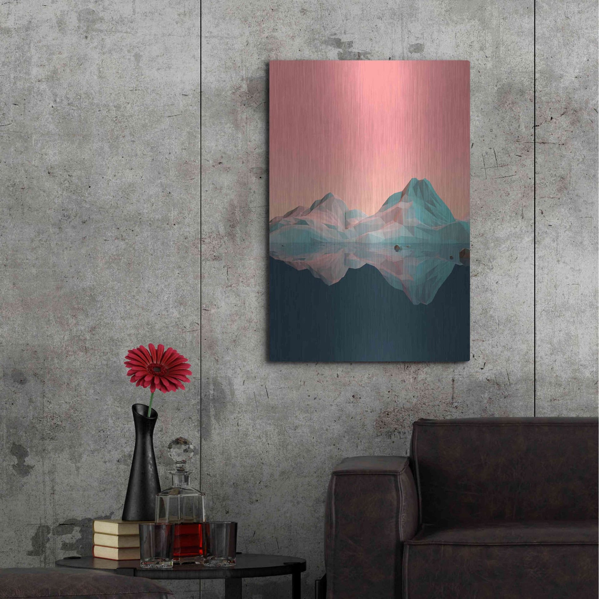 Luxe Metal Art 'Low Poly Mountain 7' by GeoMania, Metal Wall Art,24x36