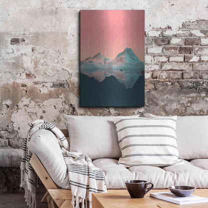 Luxe Metal Art 'Low Poly Mountain 7' by GeoMania, Metal Wall Art,24x36