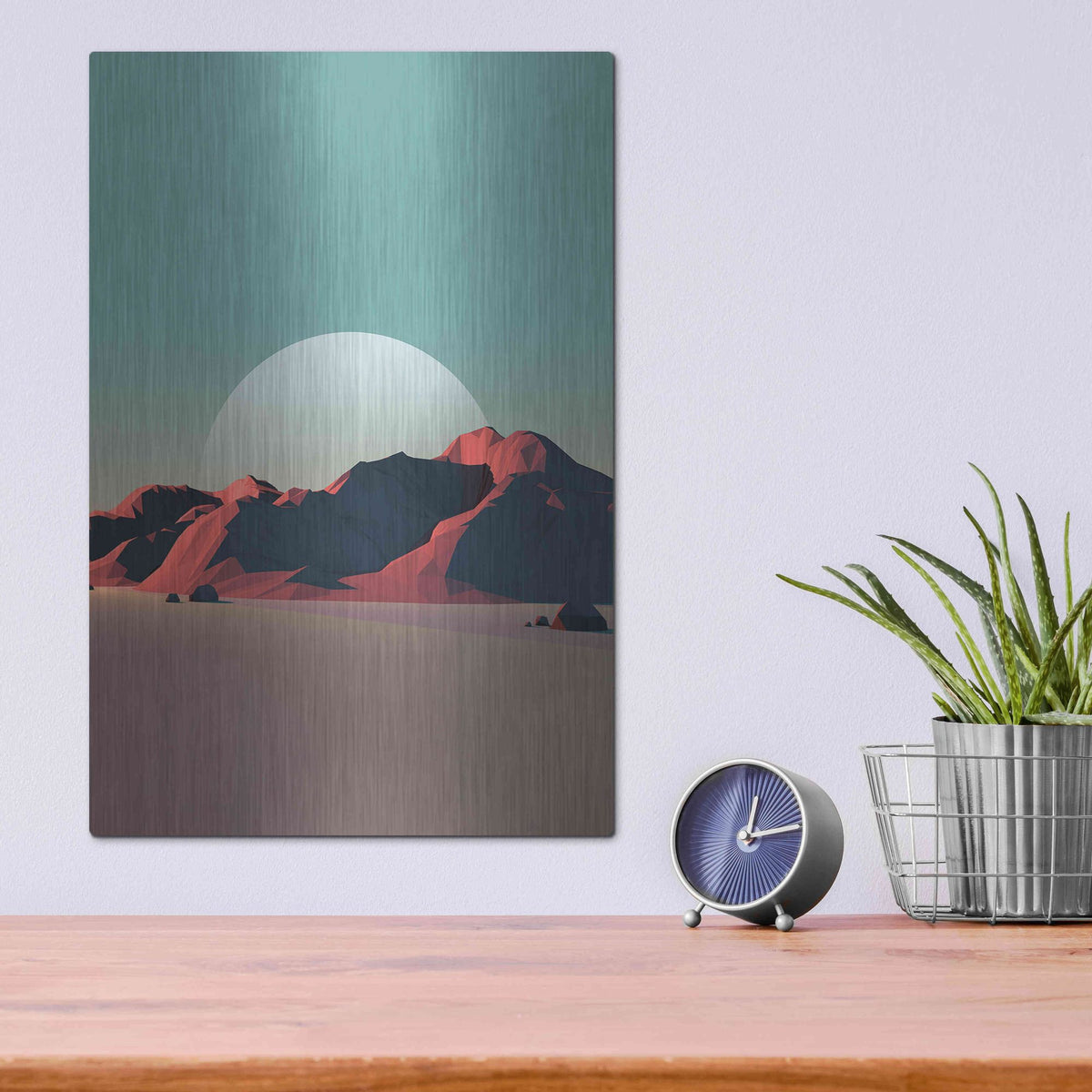Luxe Metal Art 'Low Poly Mountain 8' by GeoMania, Metal Wall Art,12x16