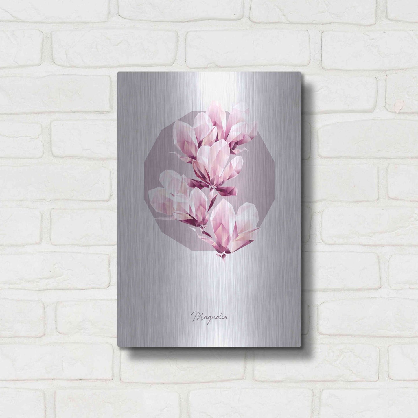 Luxe Metal Art 'Poly Magnolia' by GeoMania, Metal Wall Art,12x16