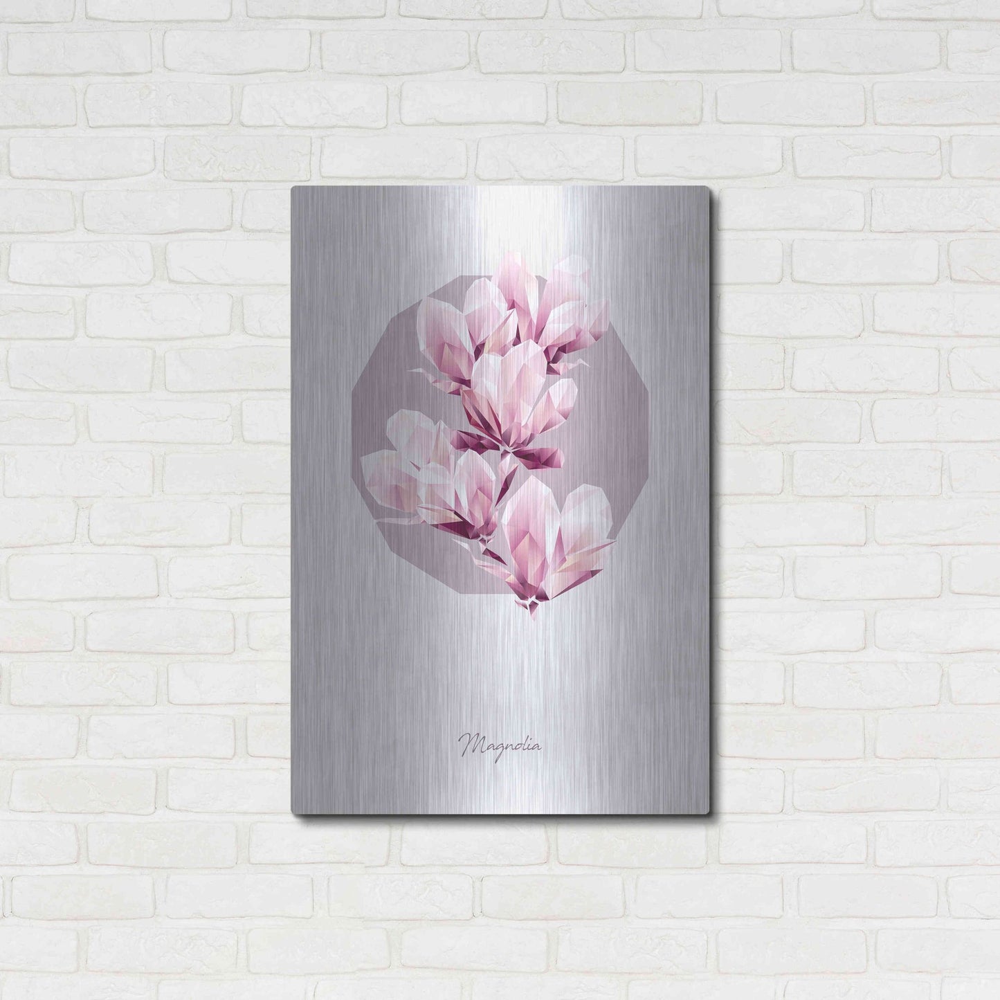 Luxe Metal Art 'Poly Magnolia' by GeoMania, Metal Wall Art,24x36