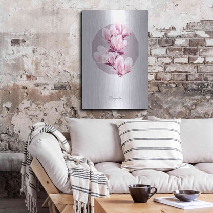 Luxe Metal Art 'Poly Magnolia' by GeoMania, Metal Wall Art,24x36