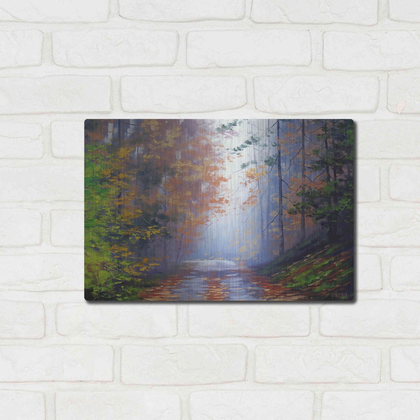 Luxe Metal Art 'Autumn Forest' by Graham Gercken, Metal Wall Art,16x12