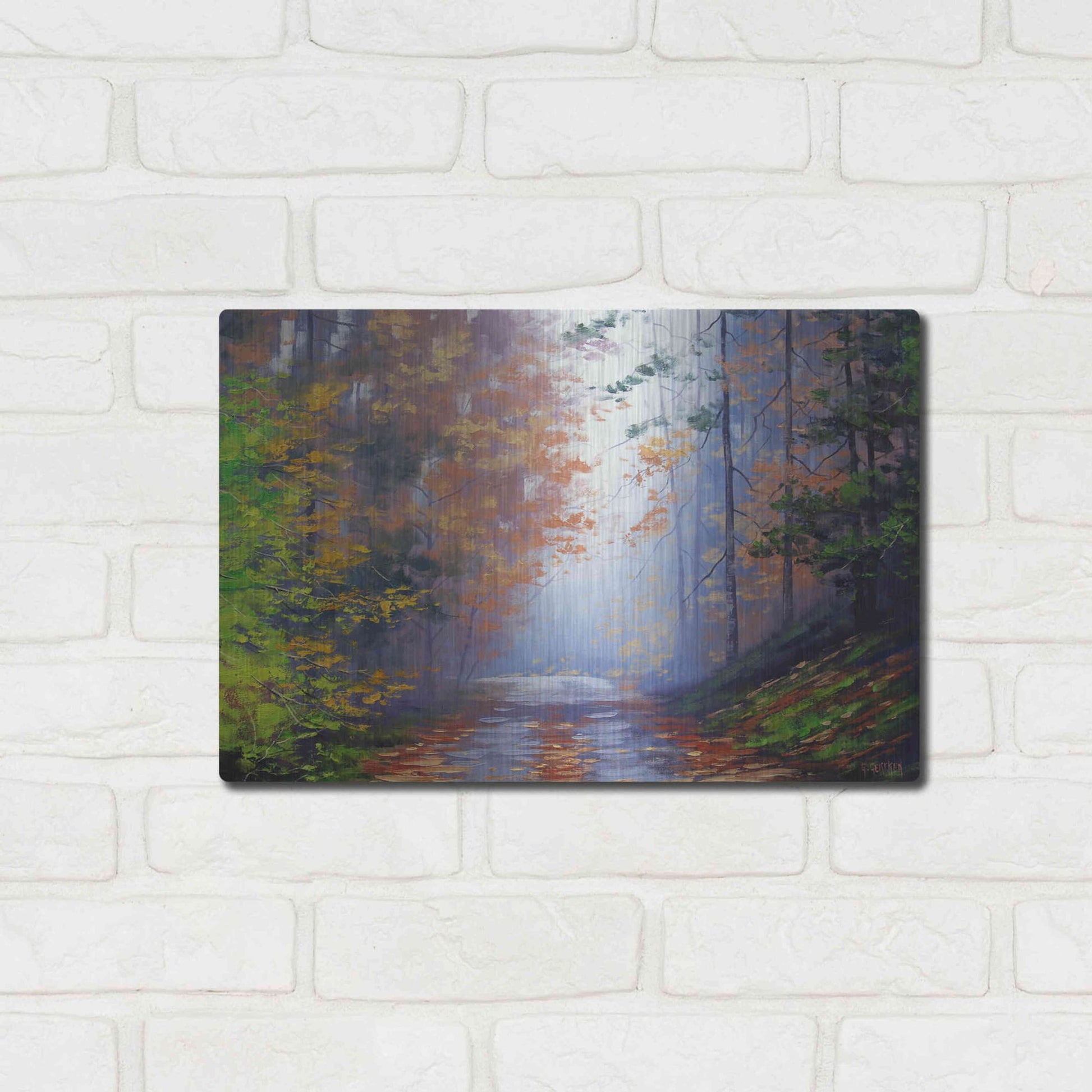 Luxe Metal Art 'Autumn Forest' by Graham Gercken, Metal Wall Art,16x12