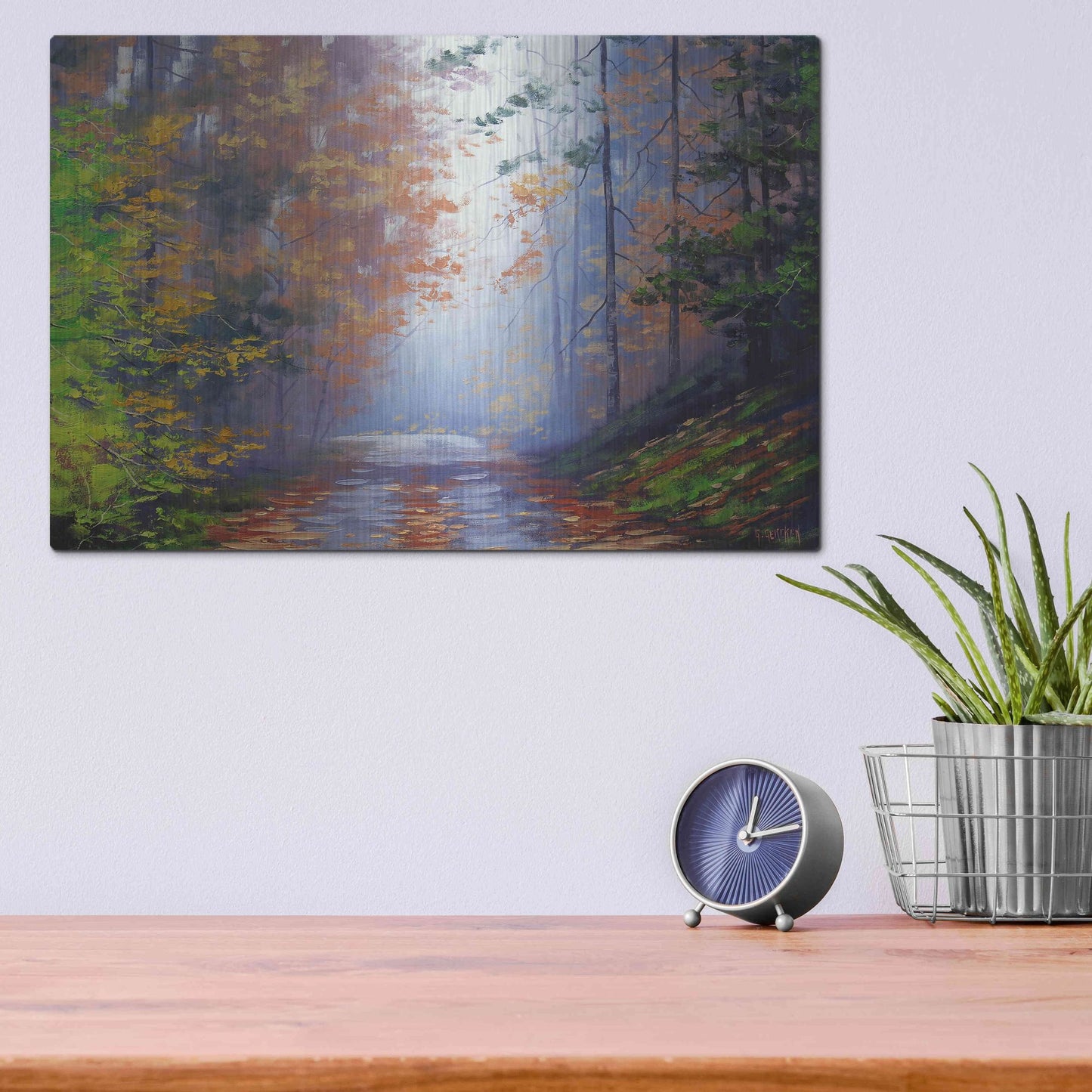 Luxe Metal Art 'Autumn Forest' by Graham Gercken, Metal Wall Art,16x12