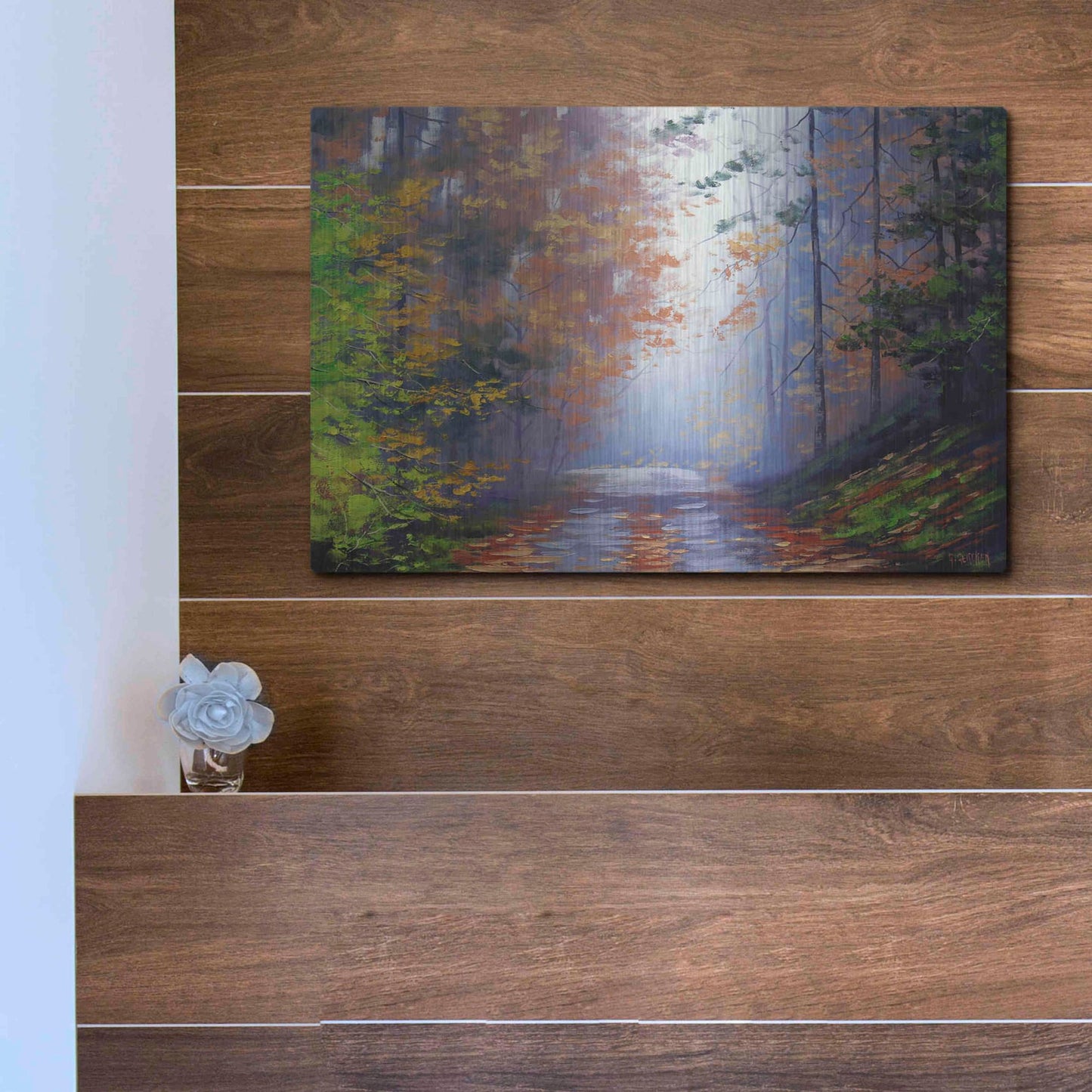 Luxe Metal Art 'Autumn Forest' by Graham Gercken, Metal Wall Art,16x12