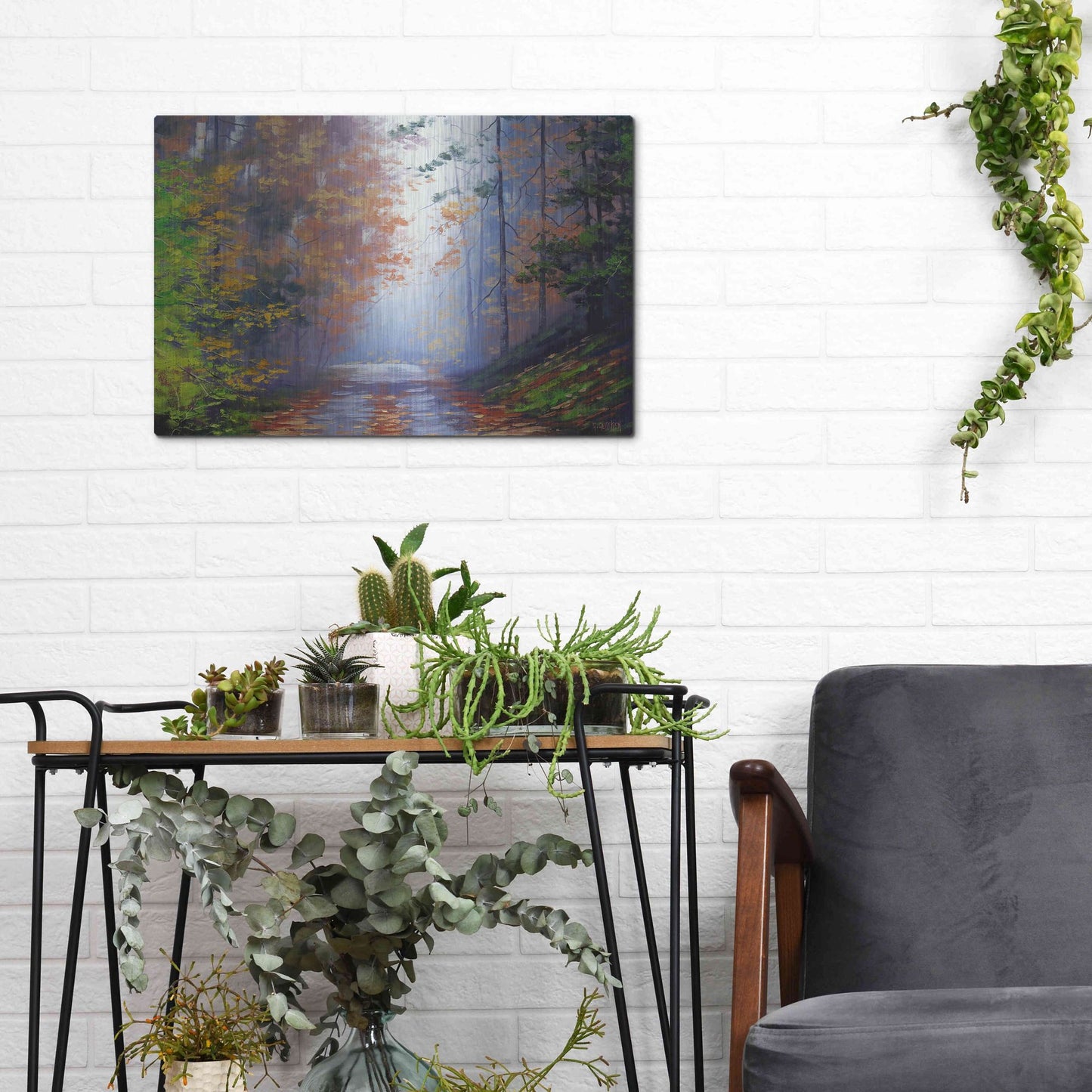 Luxe Metal Art 'Autumn Forest' by Graham Gercken, Metal Wall Art,16x12