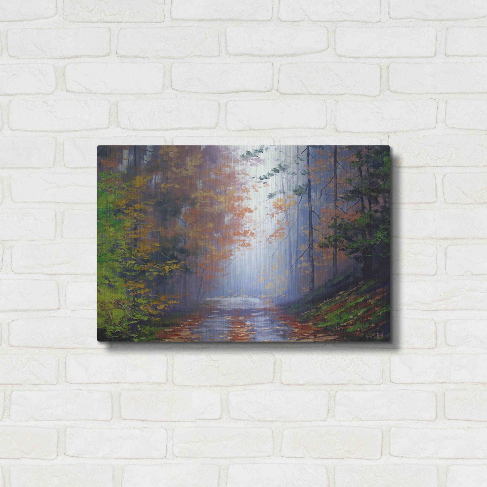 Luxe Metal Art 'Autumn Forest' by Graham Gercken, Metal Wall Art,24x16