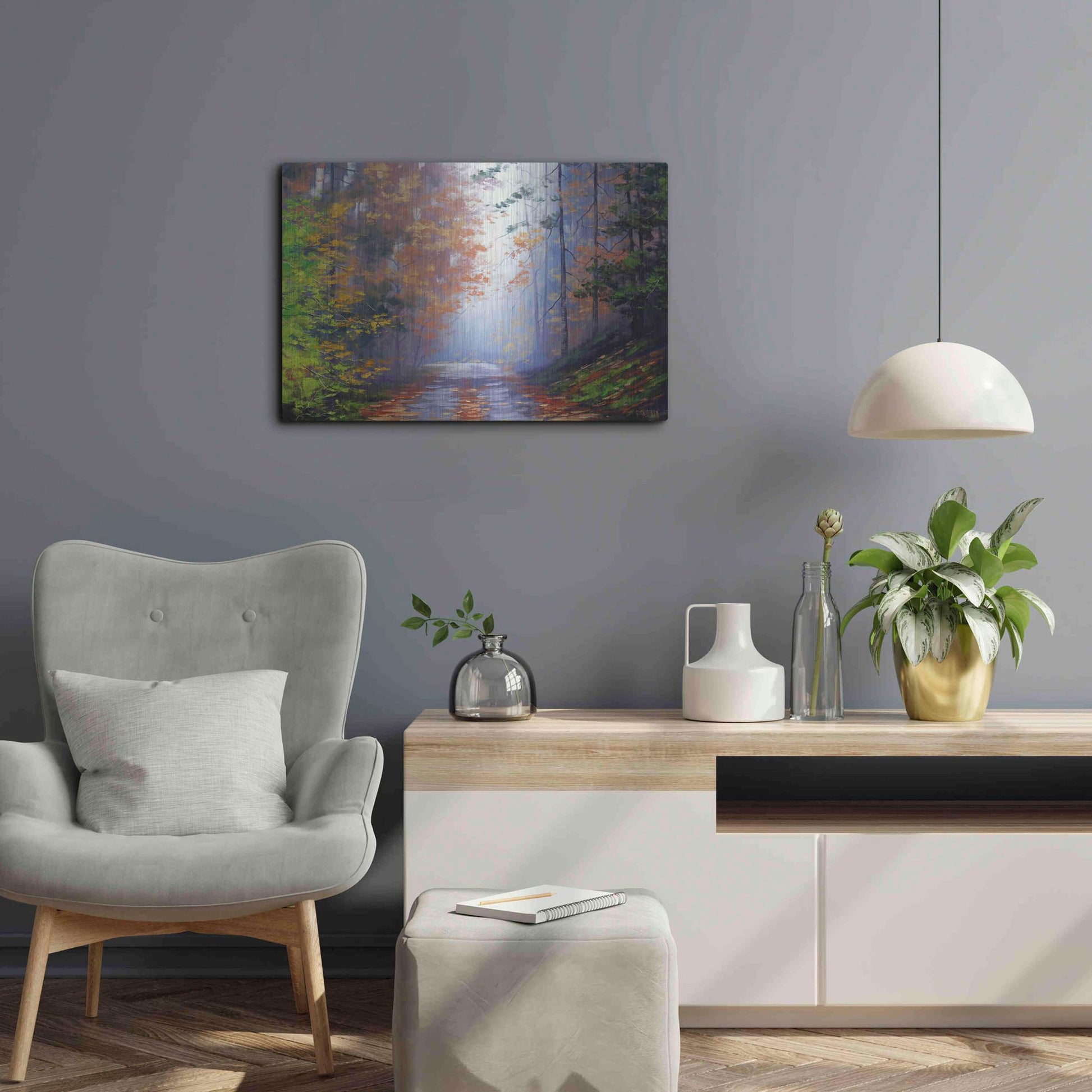 Luxe Metal Art 'Autumn Forest' by Graham Gercken, Metal Wall Art,24x16