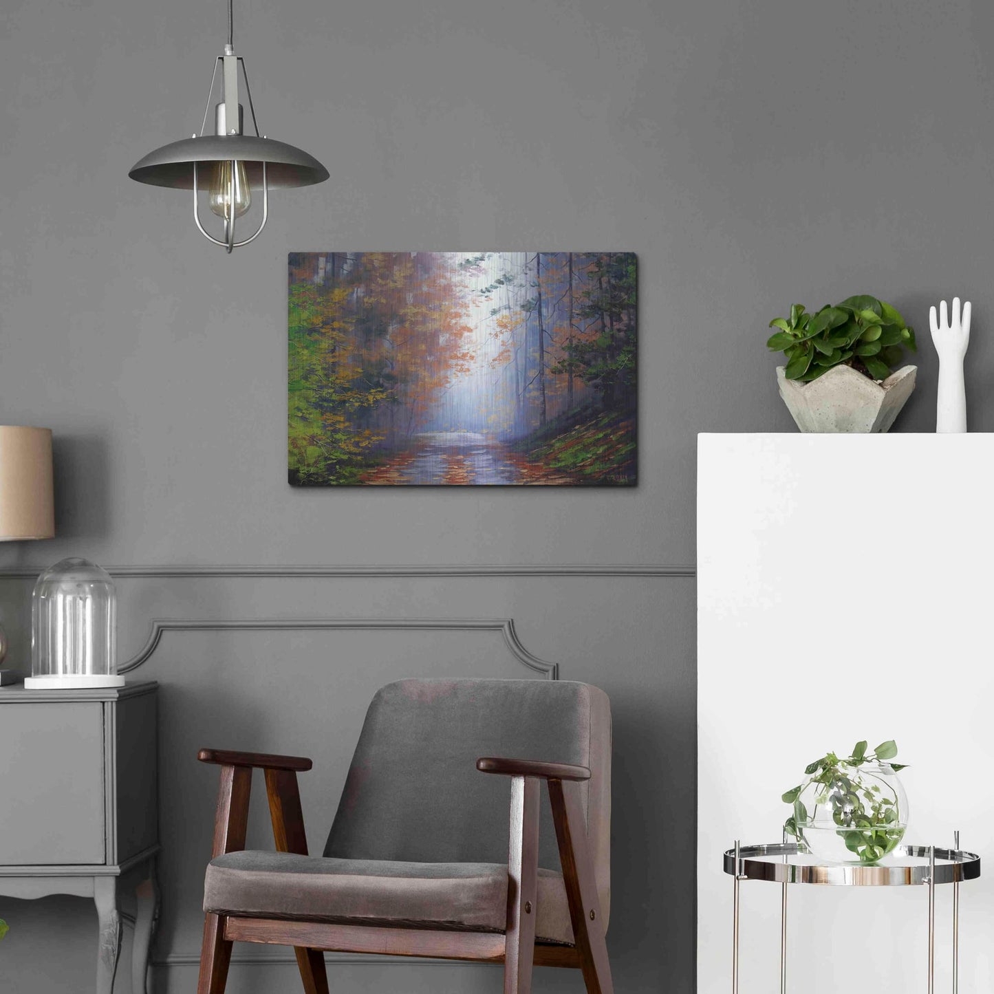 Luxe Metal Art 'Autumn Forest' by Graham Gercken, Metal Wall Art,24x16