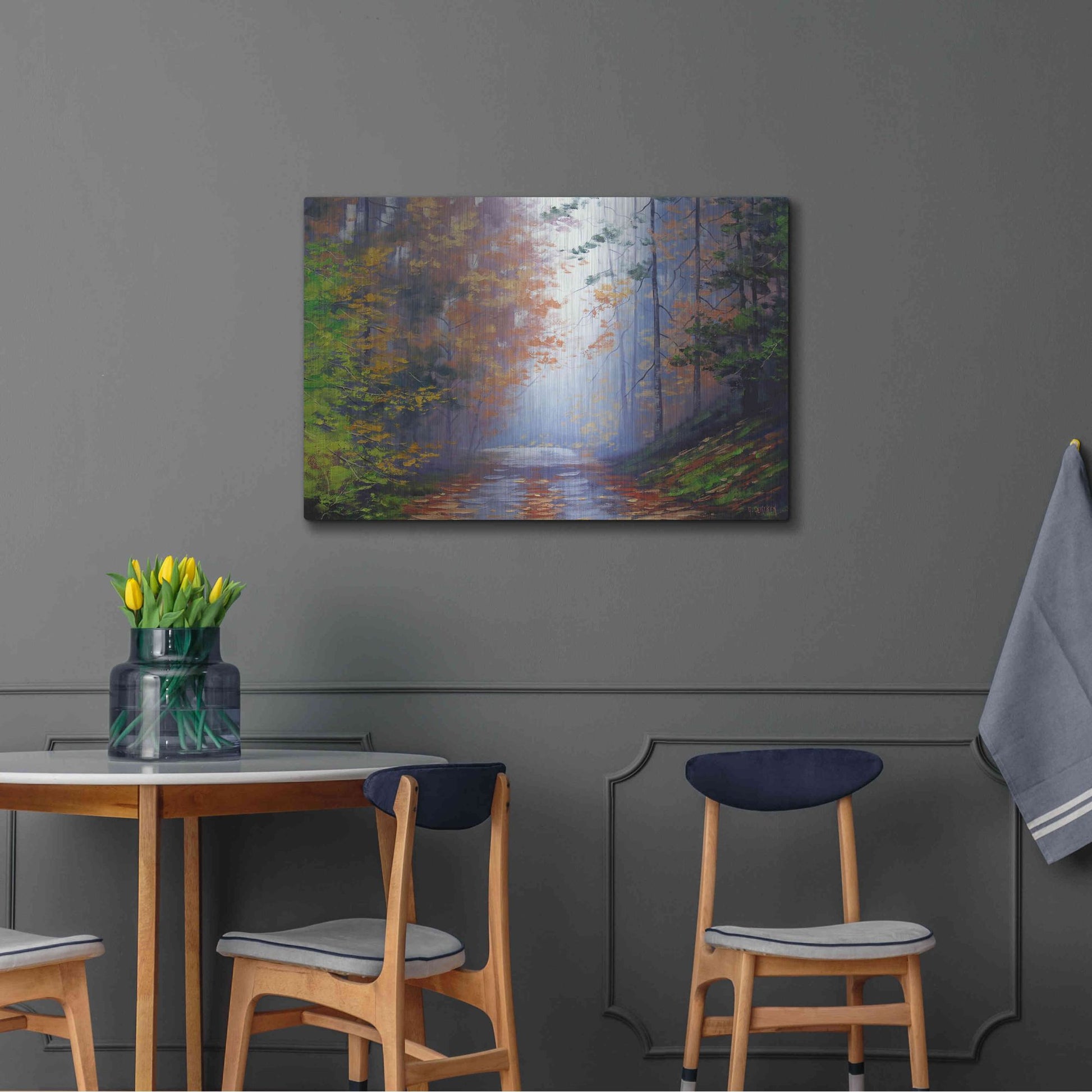 Luxe Metal Art 'Autumn Forest' by Graham Gercken, Metal Wall Art,36x24