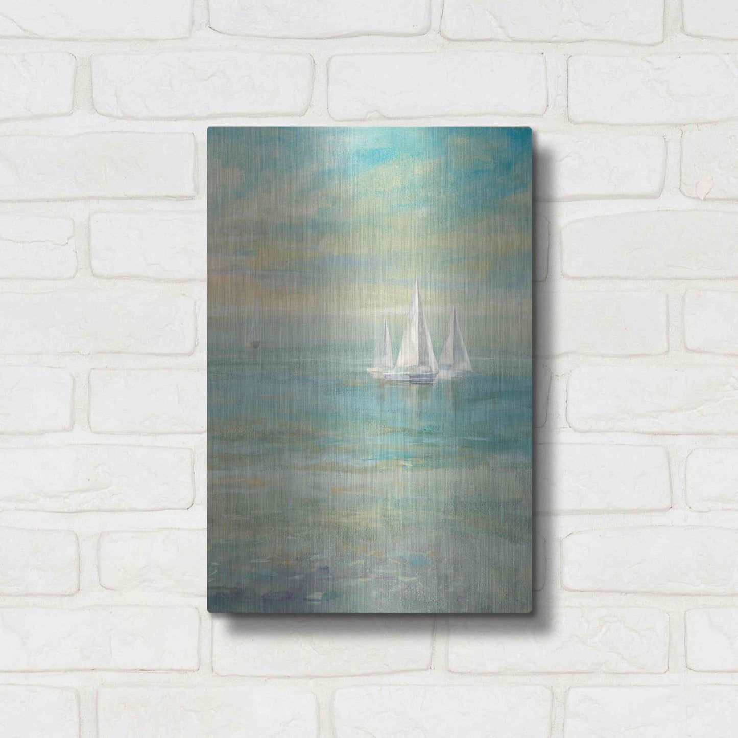 Luxe Metal Art 'Sunrise Sailboats II' by Danhui Nai, Metal Wall Art,12x16