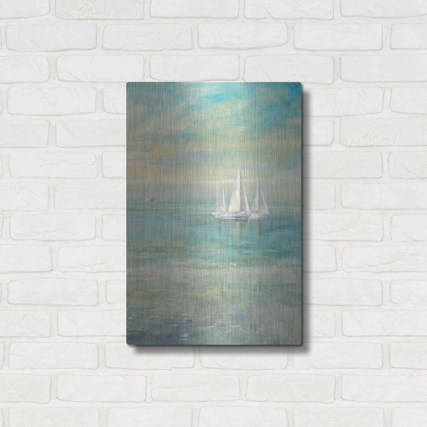 Luxe Metal Art 'Sunrise Sailboats II' by Danhui Nai, Metal Wall Art,16x24