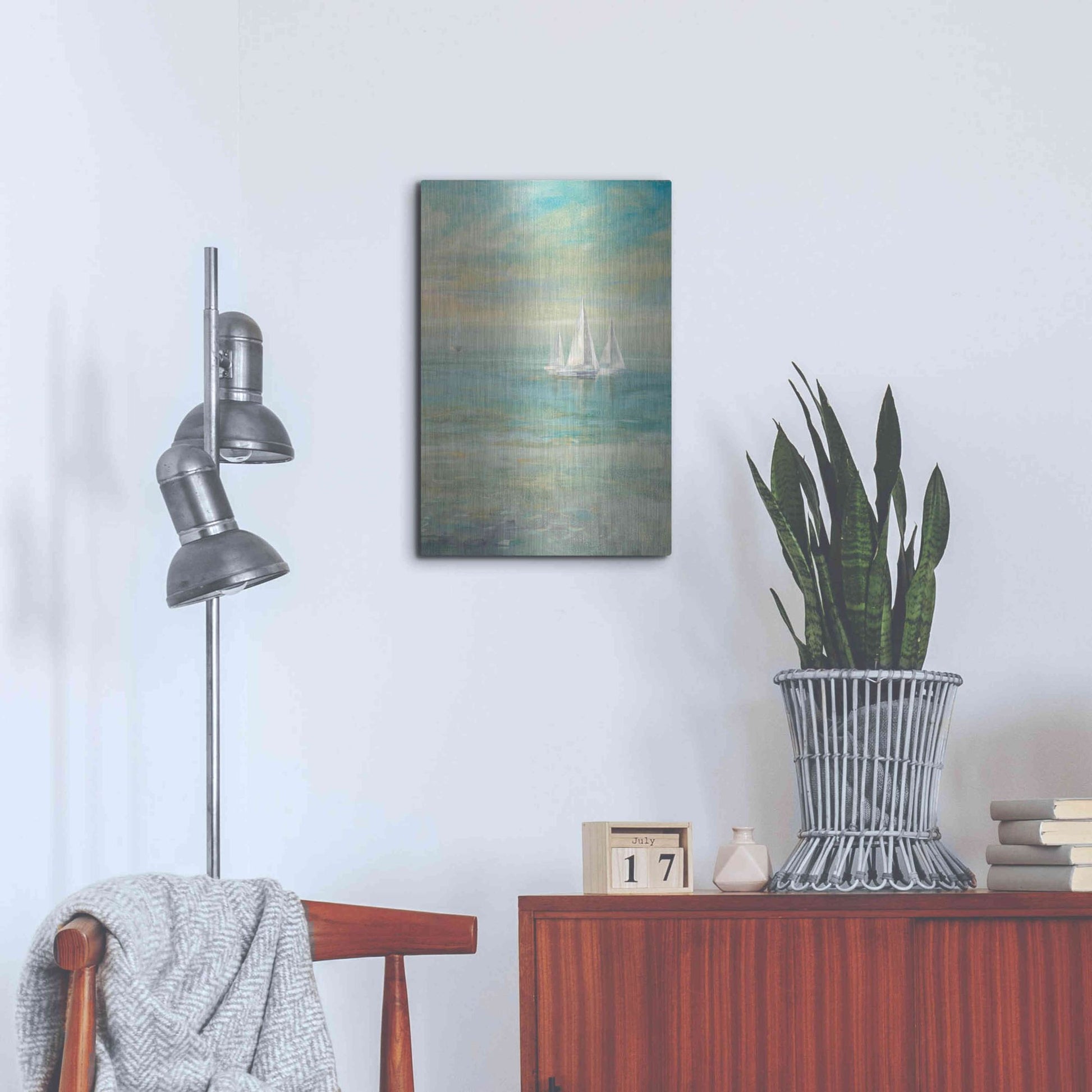 Luxe Metal Art 'Sunrise Sailboats II' by Danhui Nai, Metal Wall Art,16x24