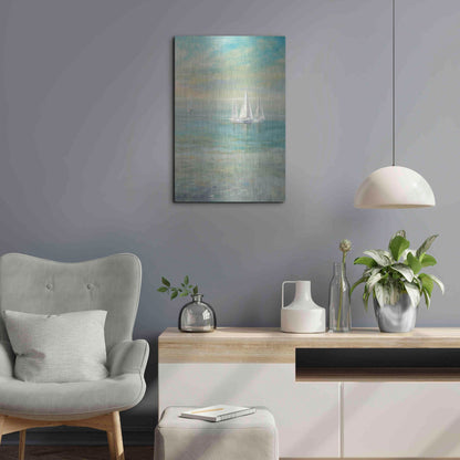 Luxe Metal Art 'Sunrise Sailboats II' by Danhui Nai, Metal Wall Art,16x24