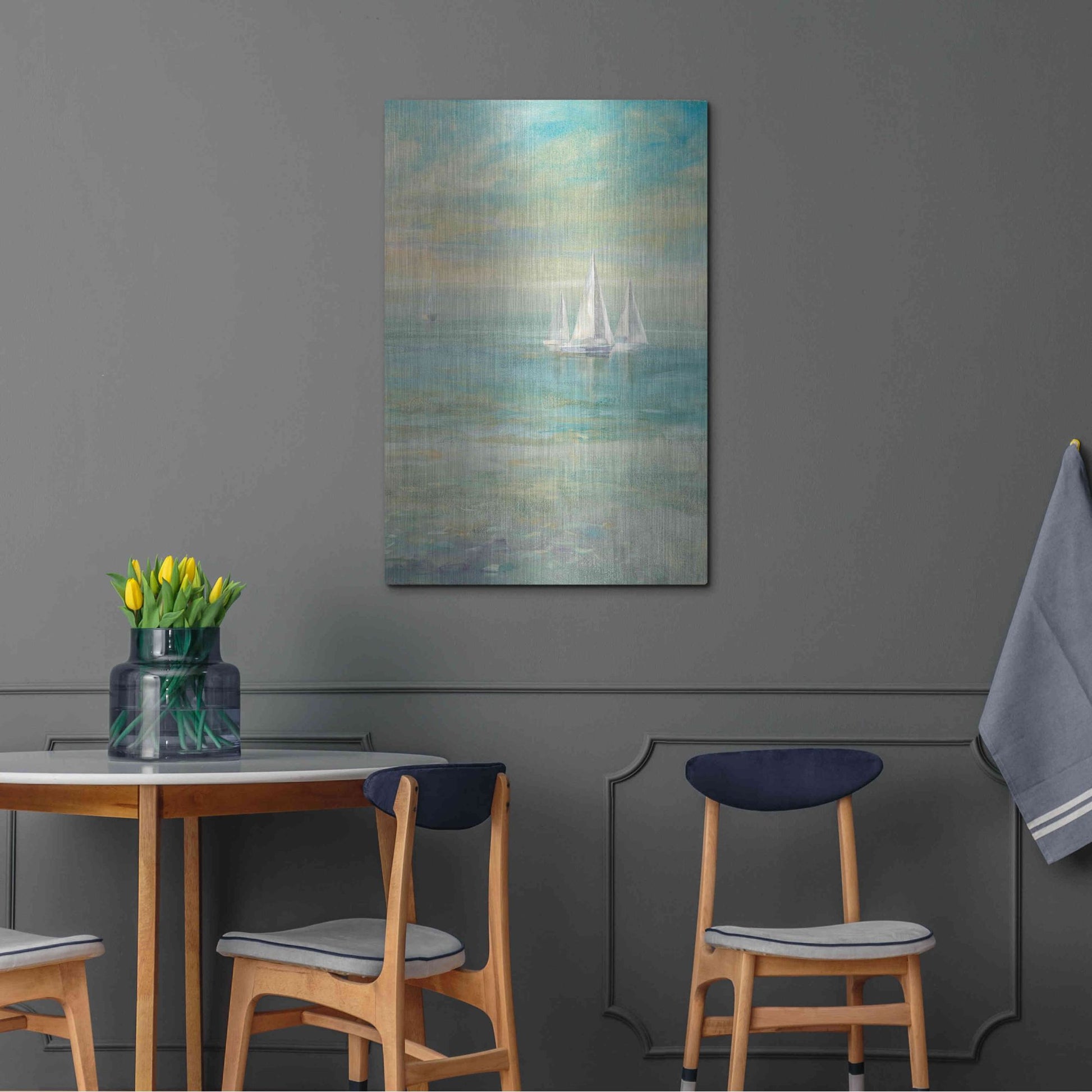 Luxe Metal Art 'Sunrise Sailboats II' by Danhui Nai, Metal Wall Art,24x36