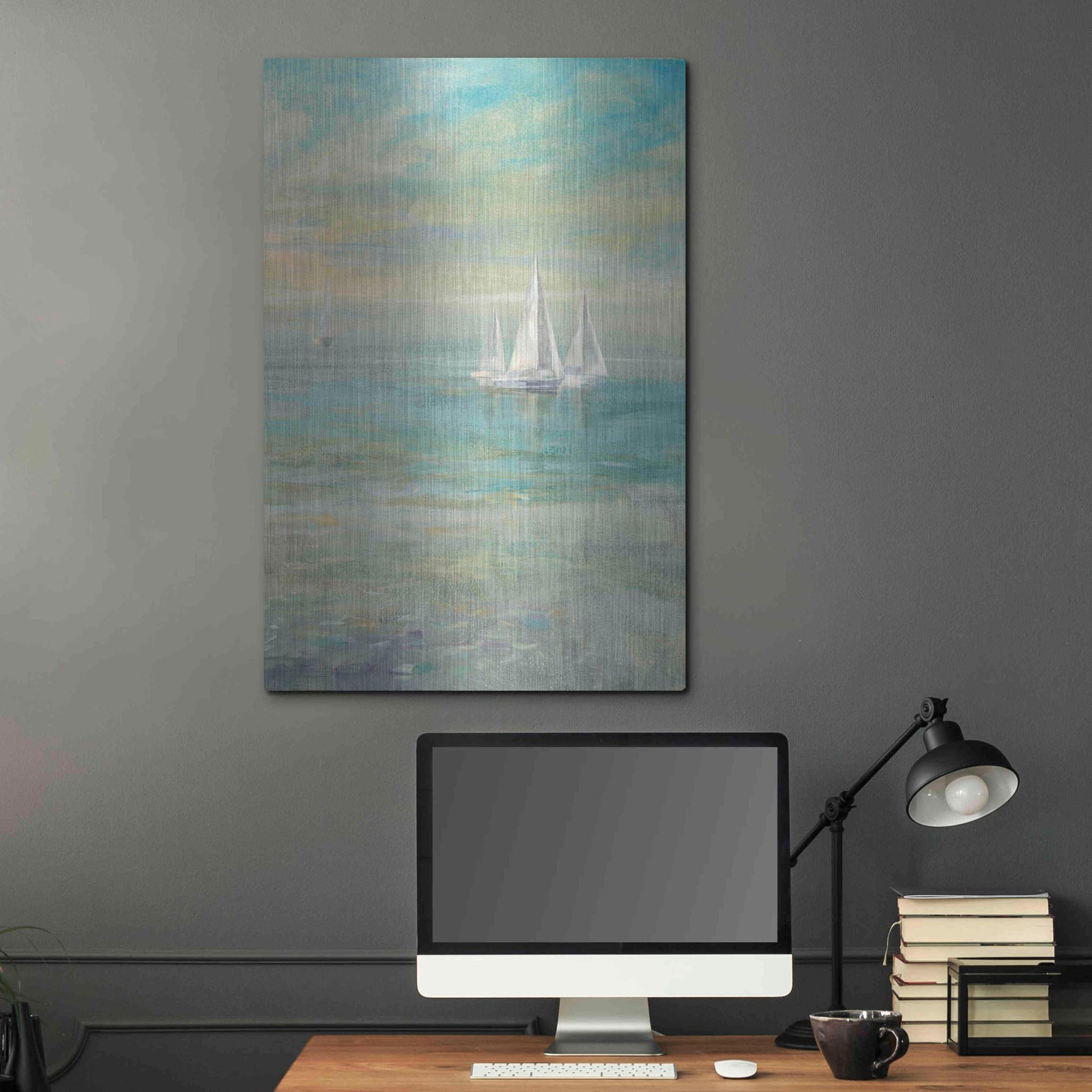 Luxe Metal Art 'Sunrise Sailboats II' by Danhui Nai, Metal Wall Art,24x36