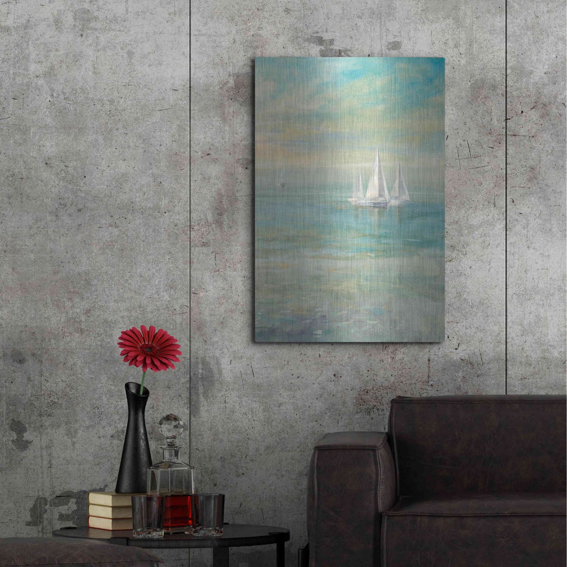Luxe Metal Art 'Sunrise Sailboats II' by Danhui Nai, Metal Wall Art,24x36