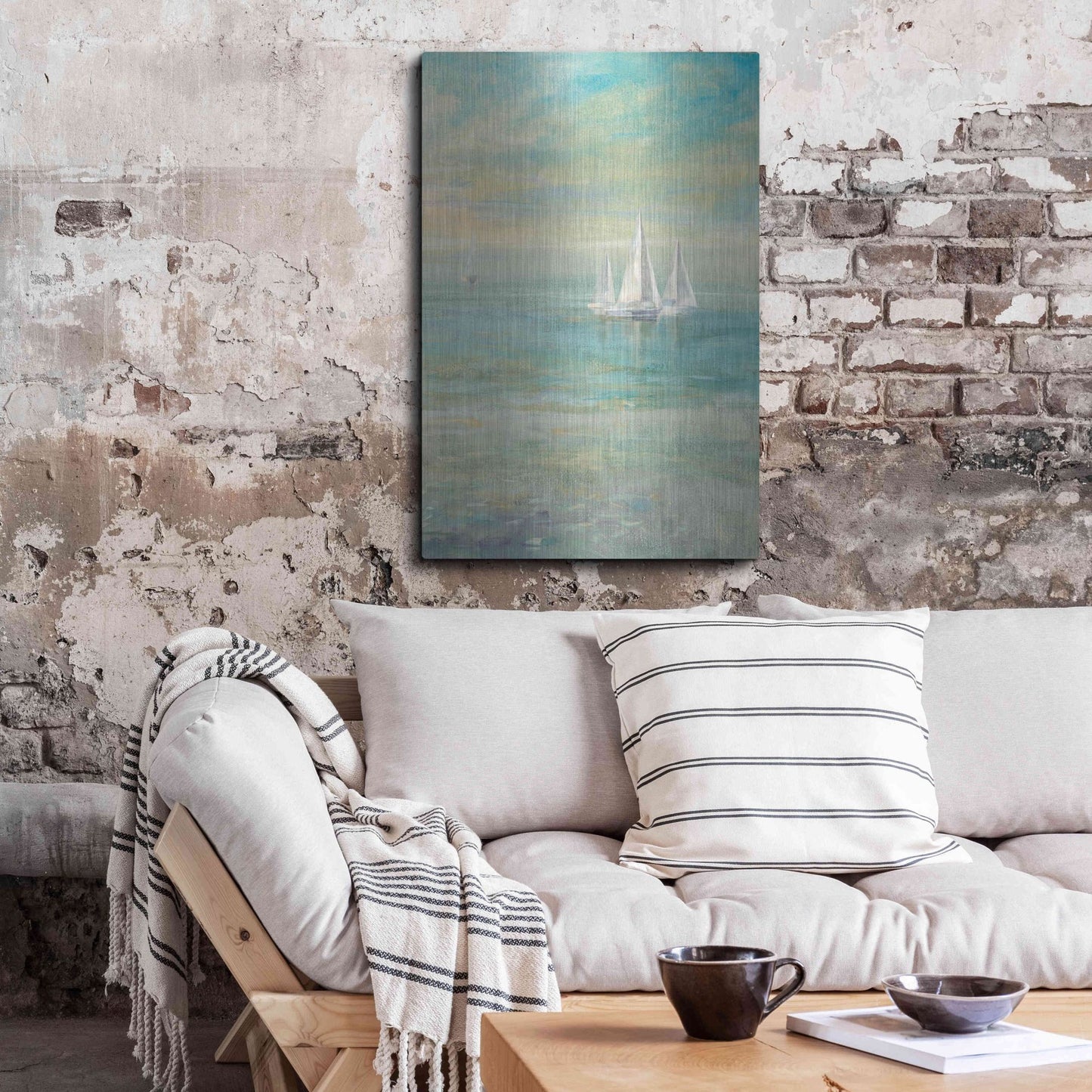 Luxe Metal Art 'Sunrise Sailboats II' by Danhui Nai, Metal Wall Art,24x36