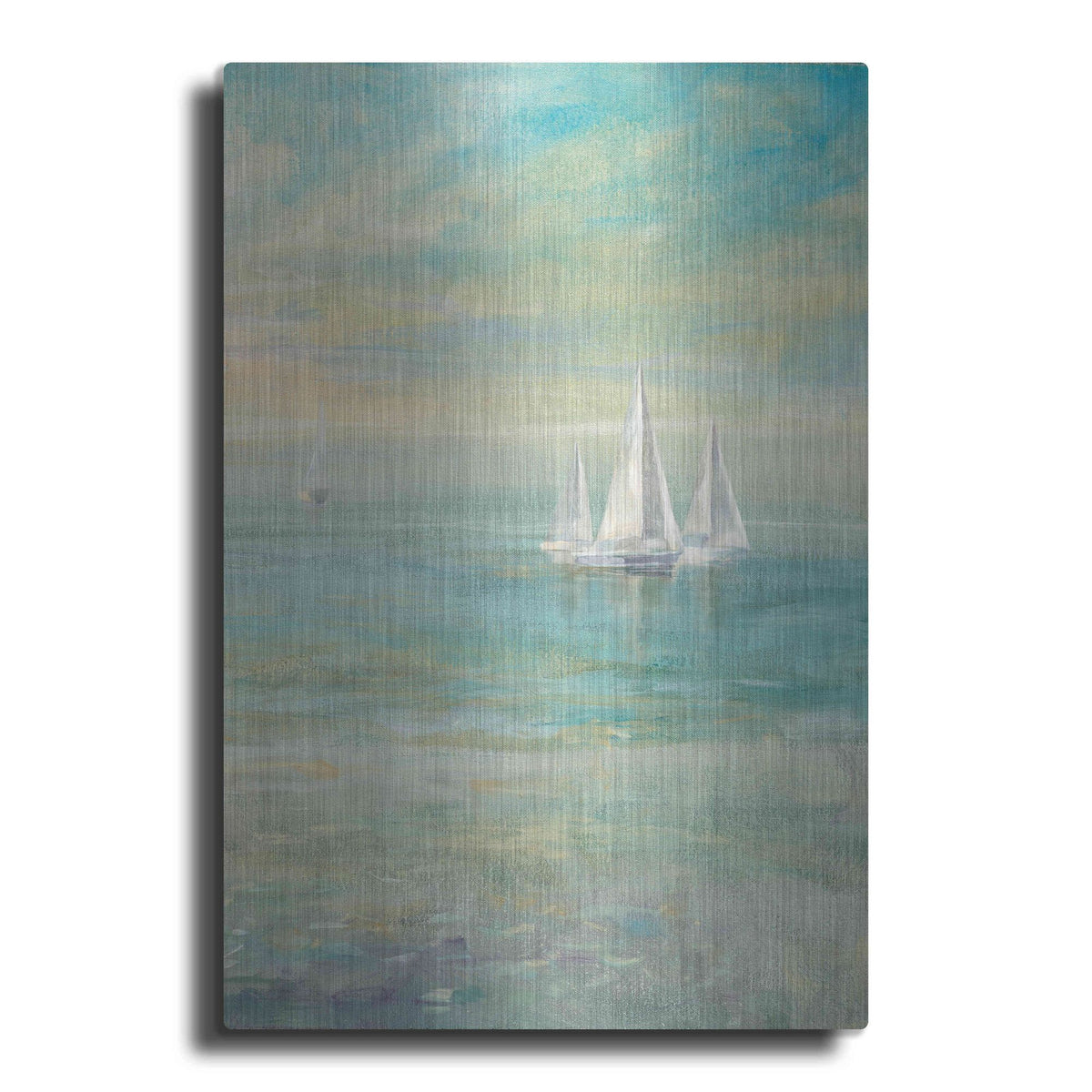 Luxe Metal Art 'Sunrise Sailboats II' by Danhui Nai, Metal Wall Art