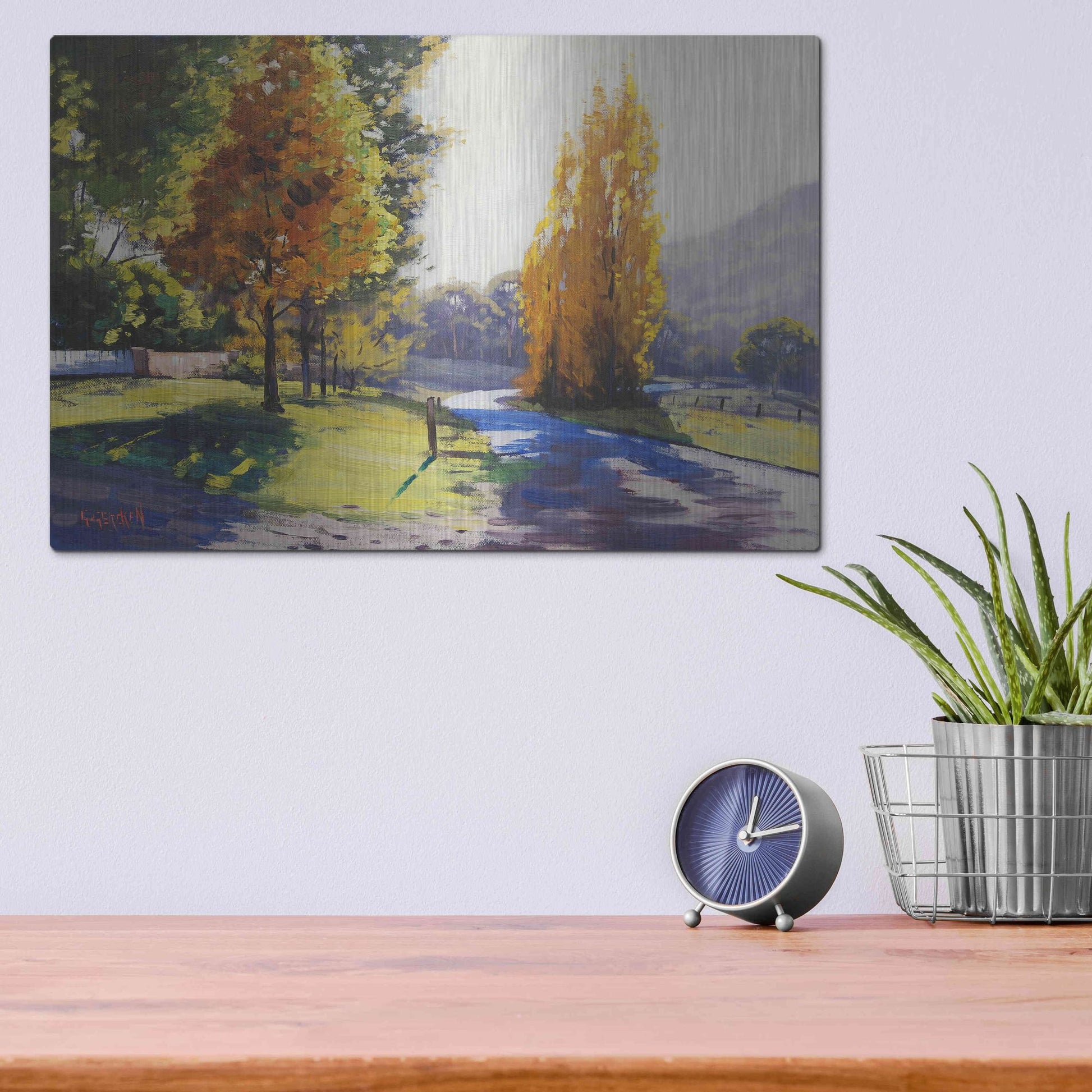 Luxe Metal Art 'Autumn Light' by Graham Gercken, Metal Wall Art,16x12