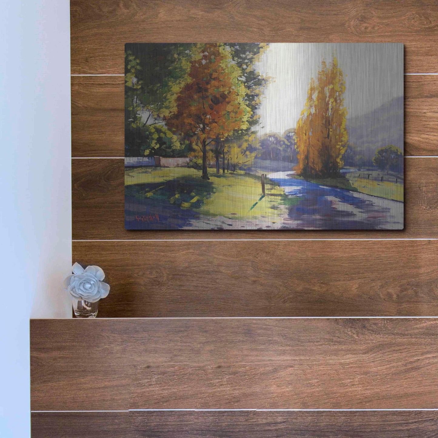 Luxe Metal Art 'Autumn Light' by Graham Gercken, Metal Wall Art,16x12