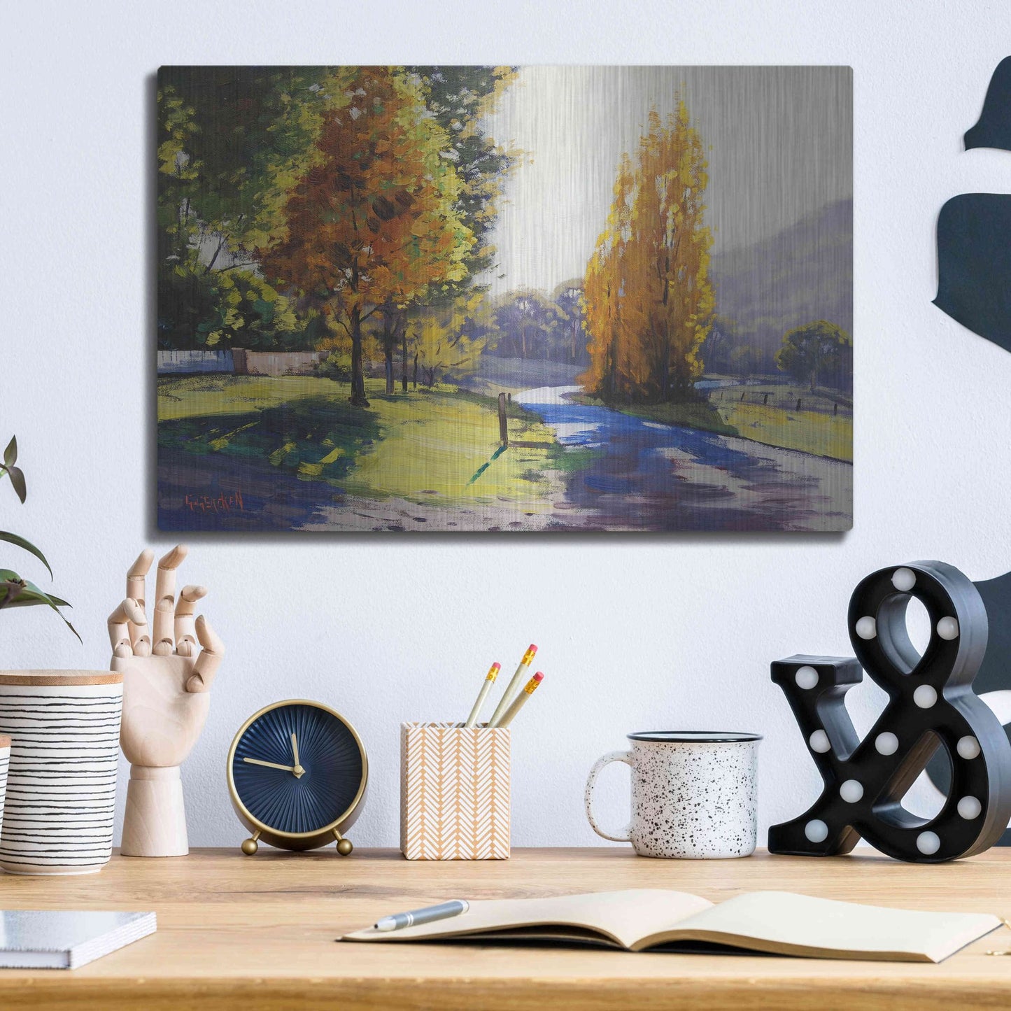 Luxe Metal Art 'Autumn Light' by Graham Gercken, Metal Wall Art,16x12