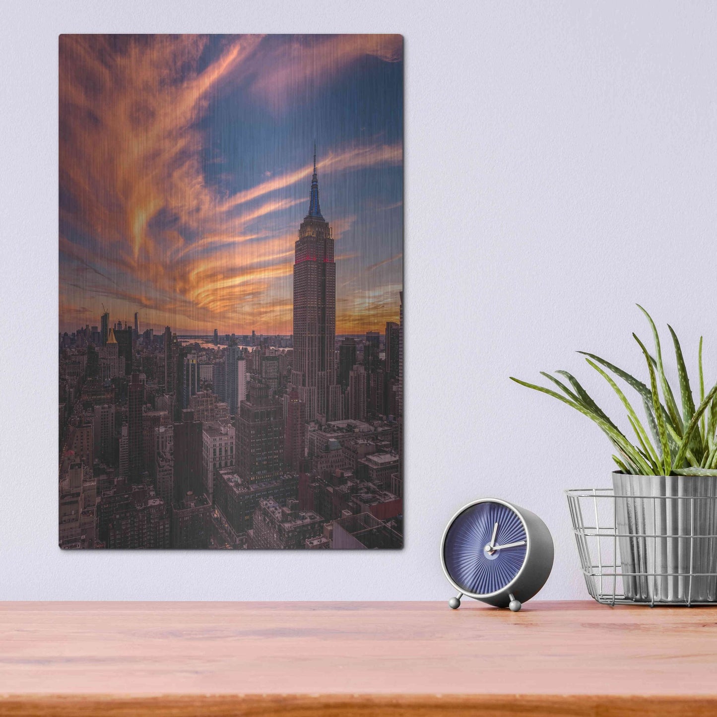 Luxe Metal Art '9-11 New York Sunset' by Bruce Getty, Metal Wall Art,12x16