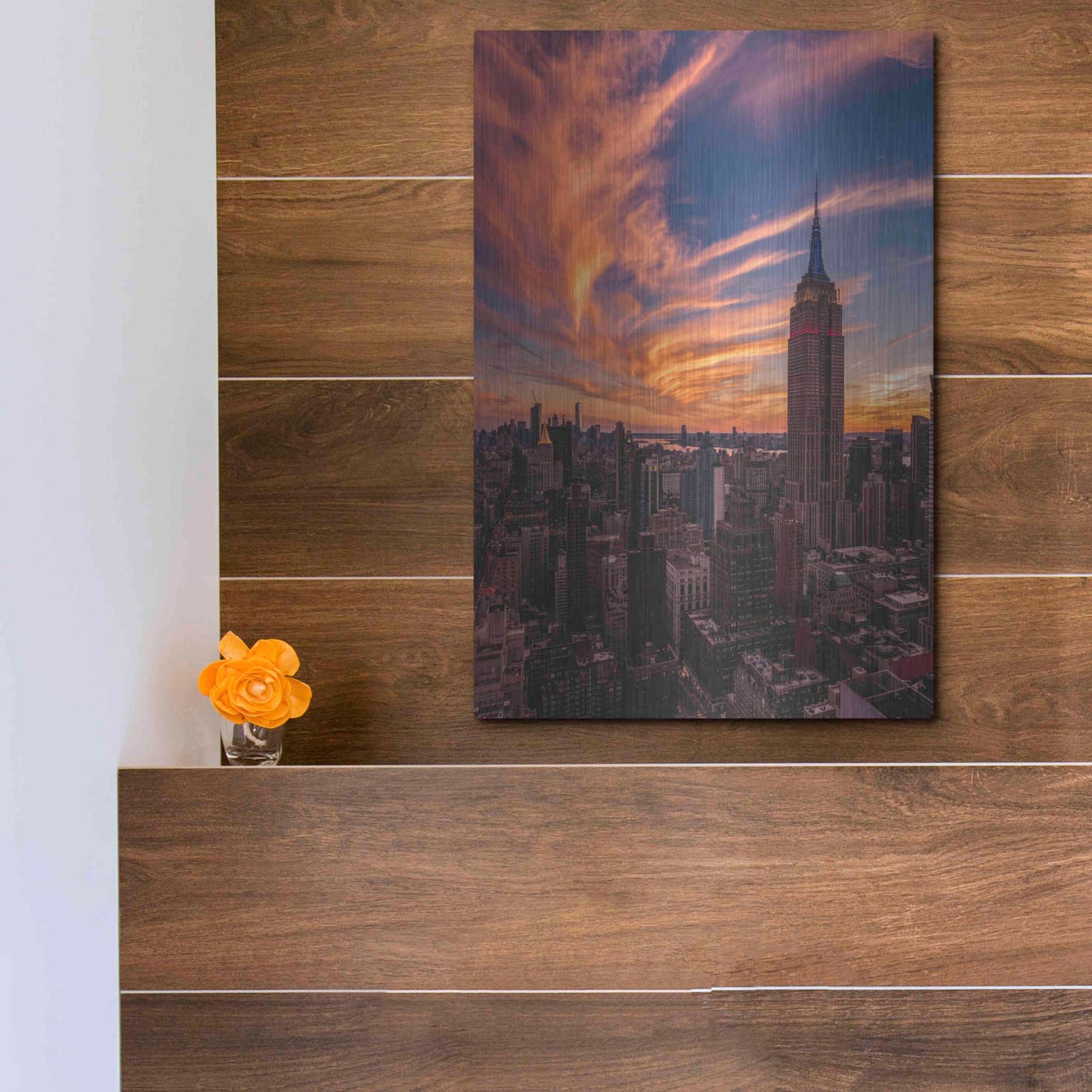 Luxe Metal Art '9-11 New York Sunset' by Bruce Getty, Metal Wall Art,12x16