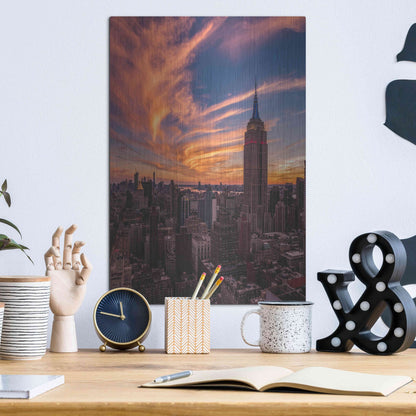 Luxe Metal Art '9-11 New York Sunset' by Bruce Getty, Metal Wall Art,12x16