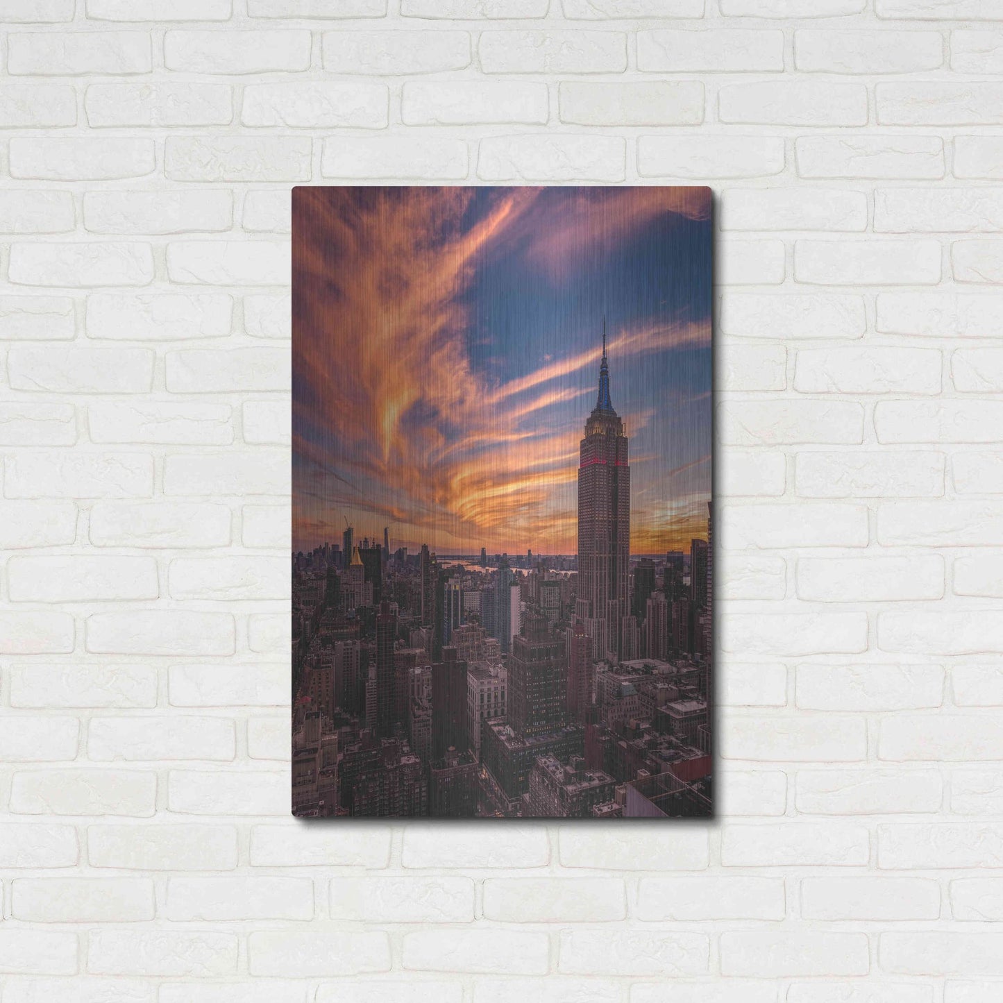 Luxe Metal Art '9-11 New York Sunset' by Bruce Getty, Metal Wall Art,24x36