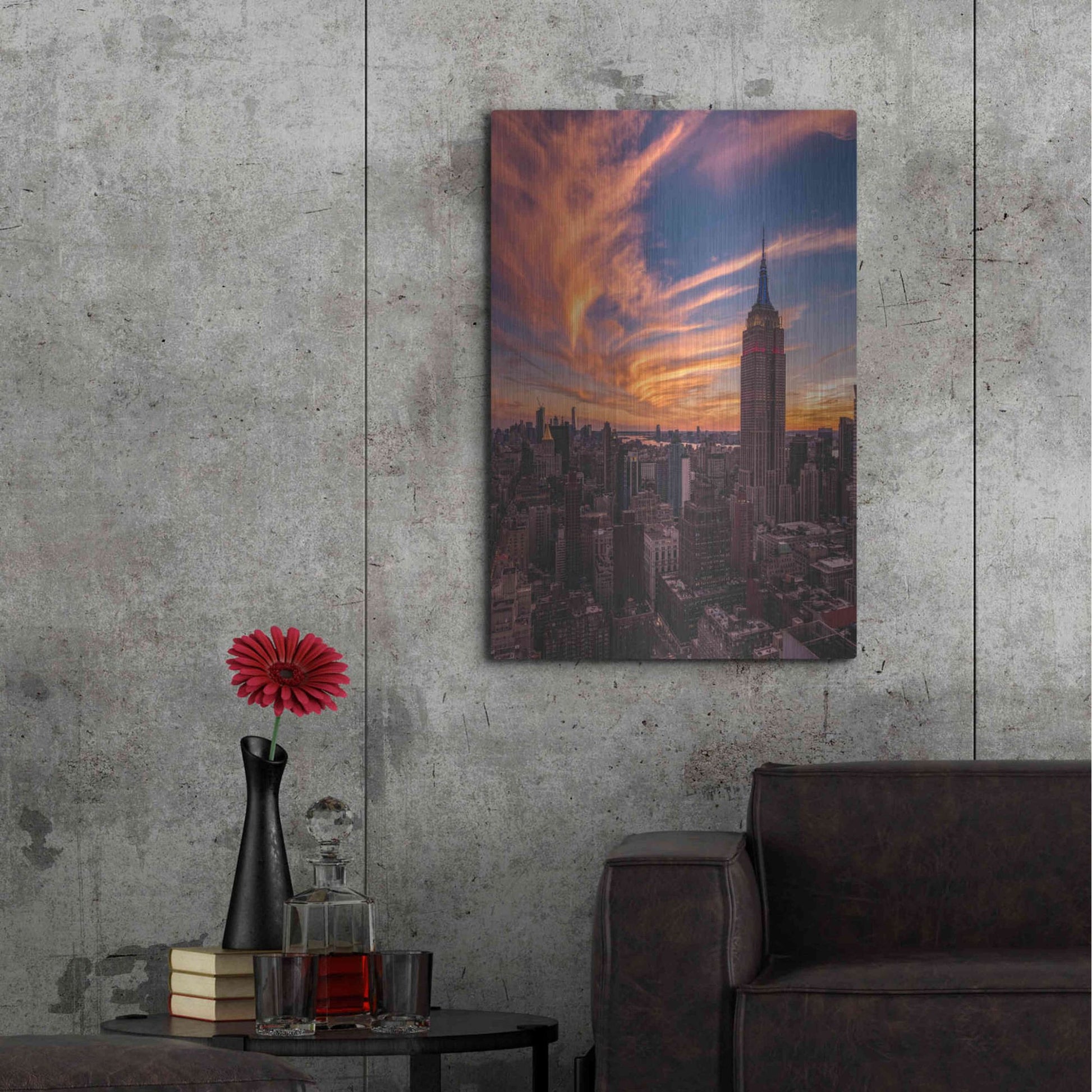 Luxe Metal Art '9-11 New York Sunset' by Bruce Getty, Metal Wall Art,24x36