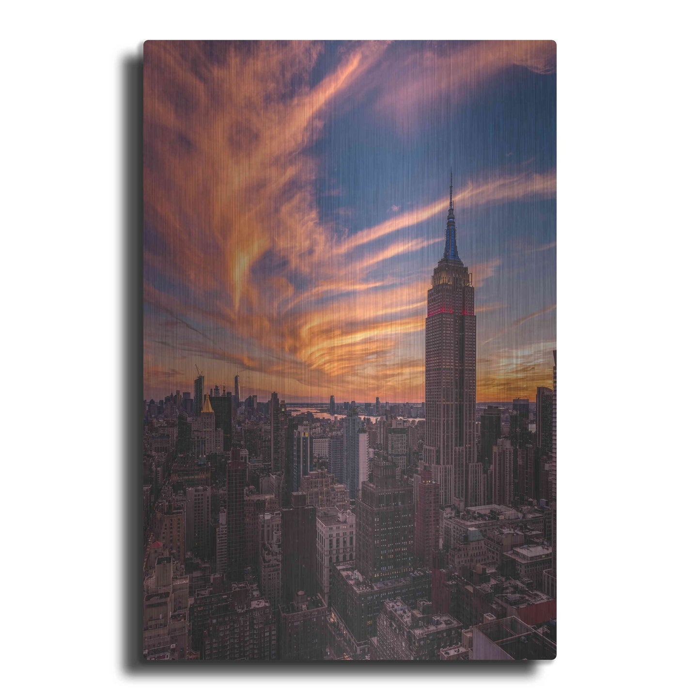 Luxe Metal Art '9-11 New York Sunset' by Bruce Getty, Metal Wall Art