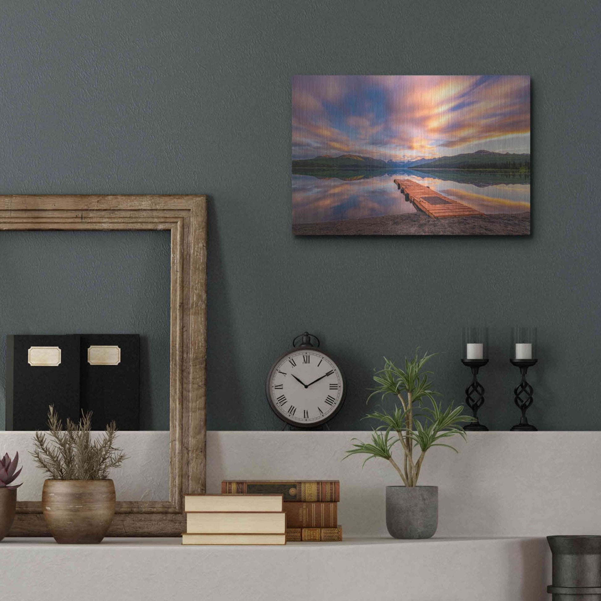 Luxe Metal Art 'Alaska Lodge' by Bruce Getty, Metal Wall Art,16x12